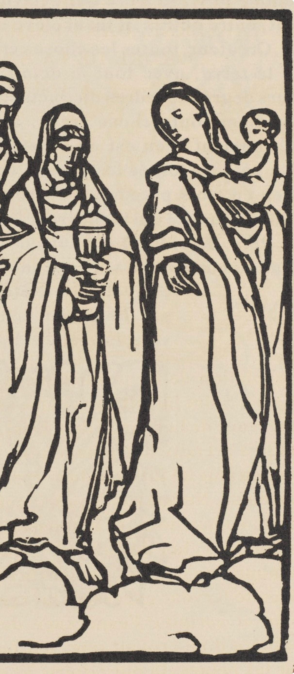 Émile Bernard, Composition (Morane, No. 100), Les Petites Fleurs de St. Françoise, Limited Edition Woodcut