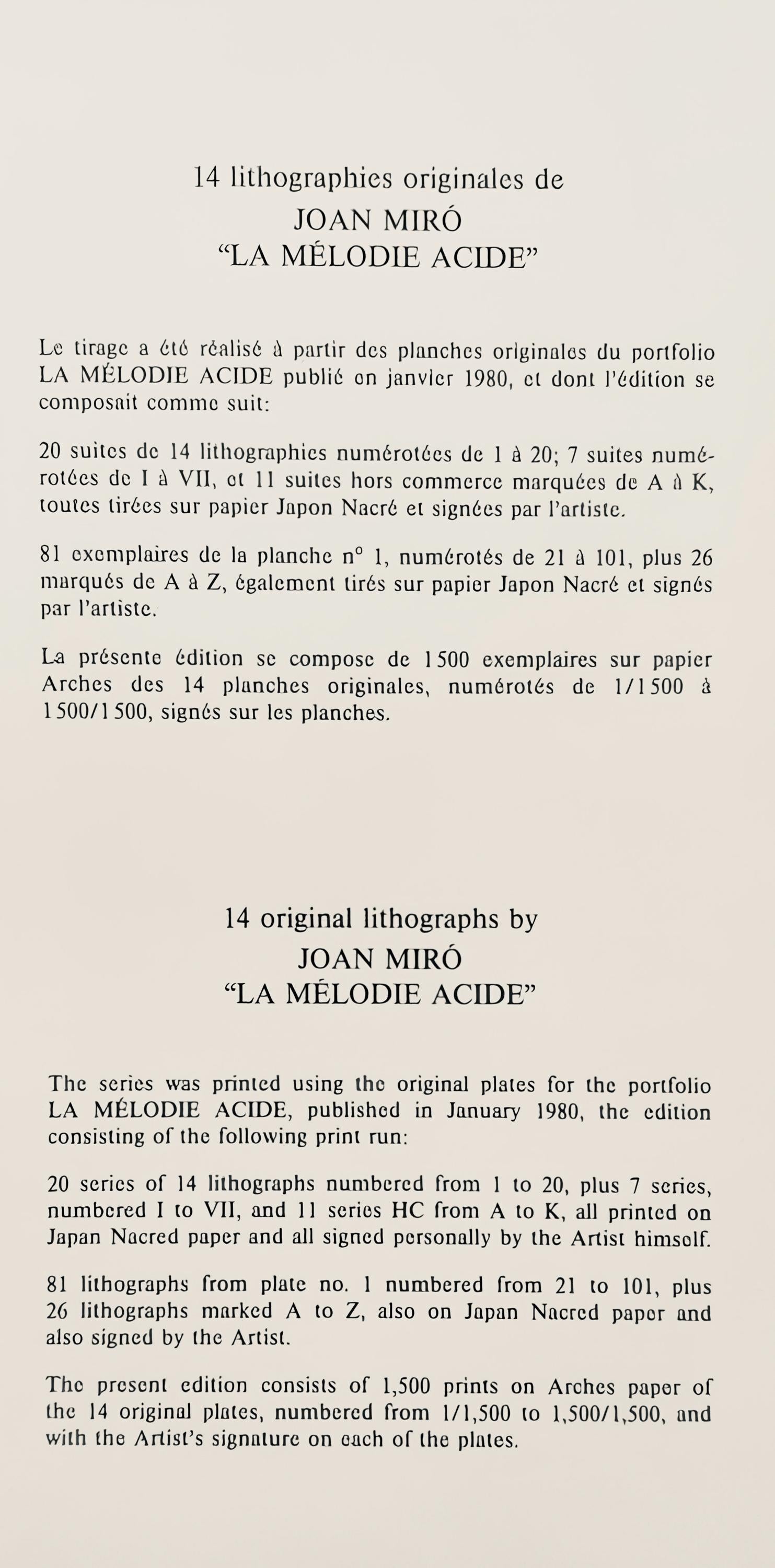 Joan Miró, Composition (Mourlot 1212-1225; Cramer 248), La mélodie acide, Limited Edition Lithograph