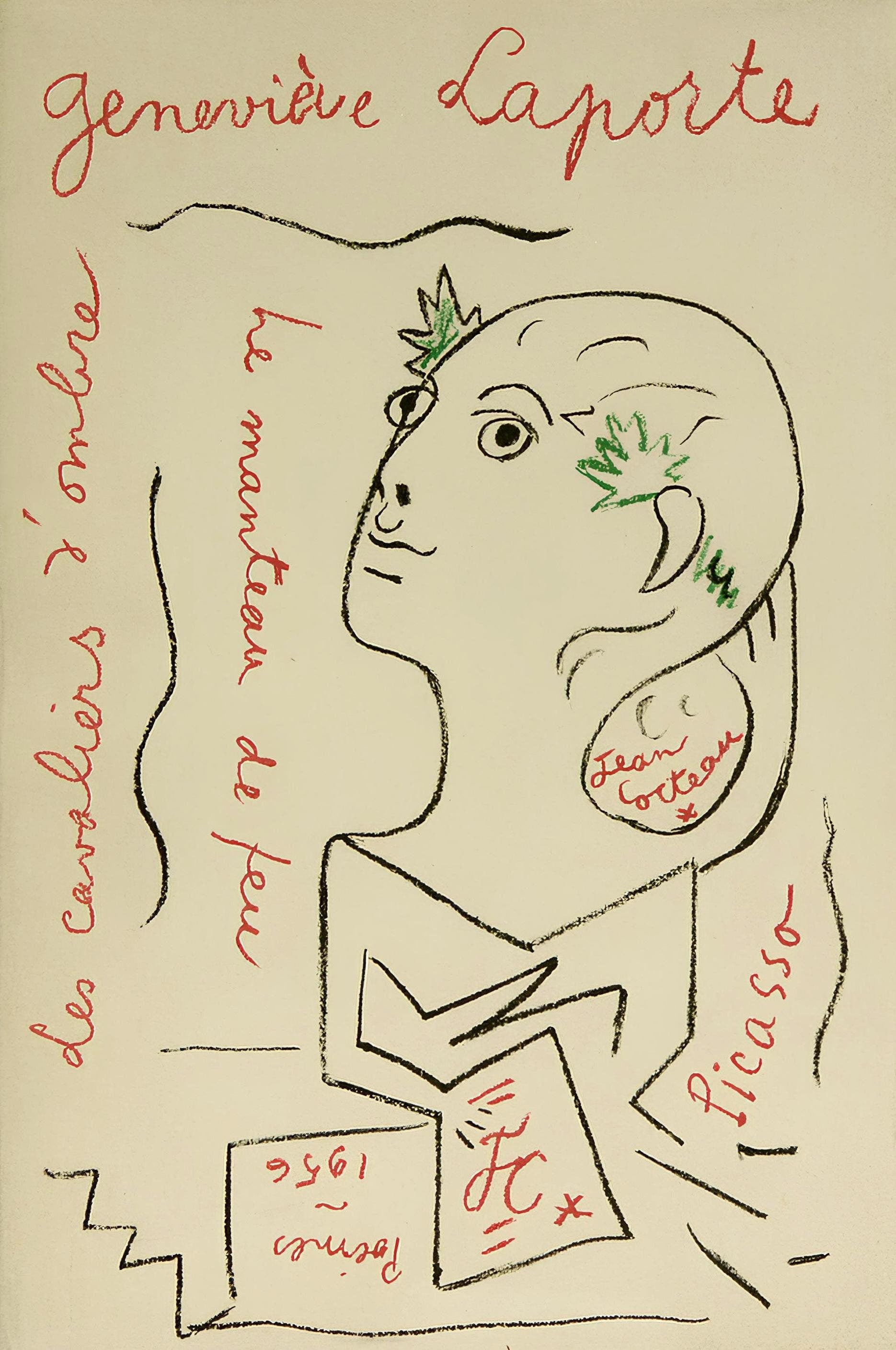 Jean Cocteau, Composition, Sous le Manteau de Feu, Limited Edition Lithograph