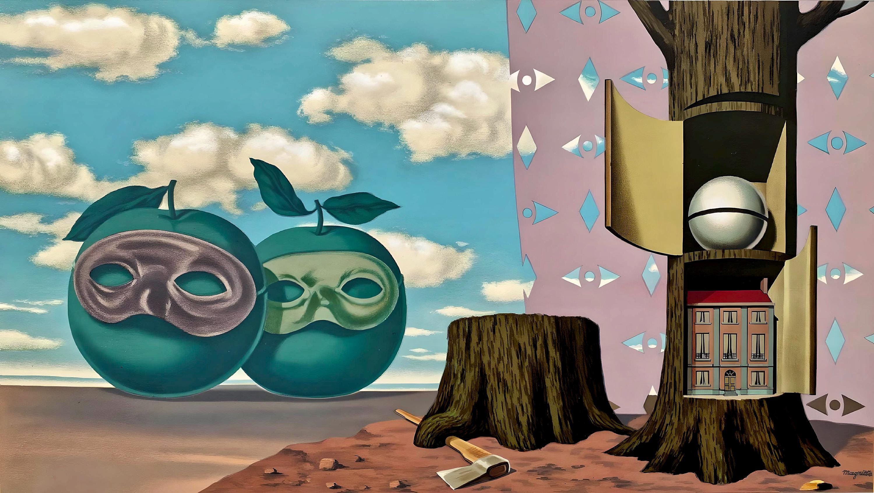 René Magritte, Il y a sur le Rivage de la Mer Deux Pommes Visiteuses, Les Enfants Trouvés de Magritte, Limited Edition Lithograph