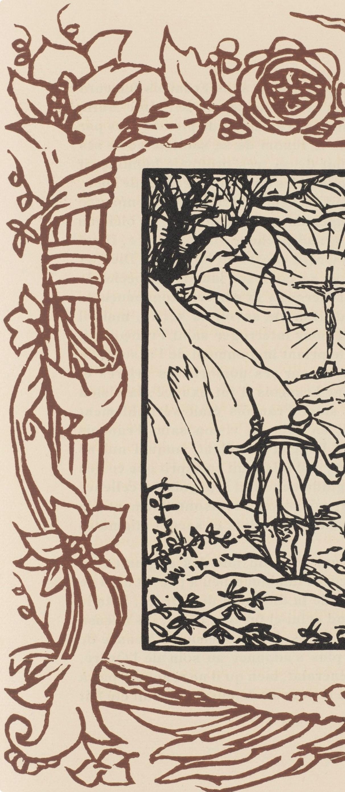 Émile Bernard, Composition (Morane, No. 100), Les Petites Fleurs de St. Françoise, Limited Edition Woodcut