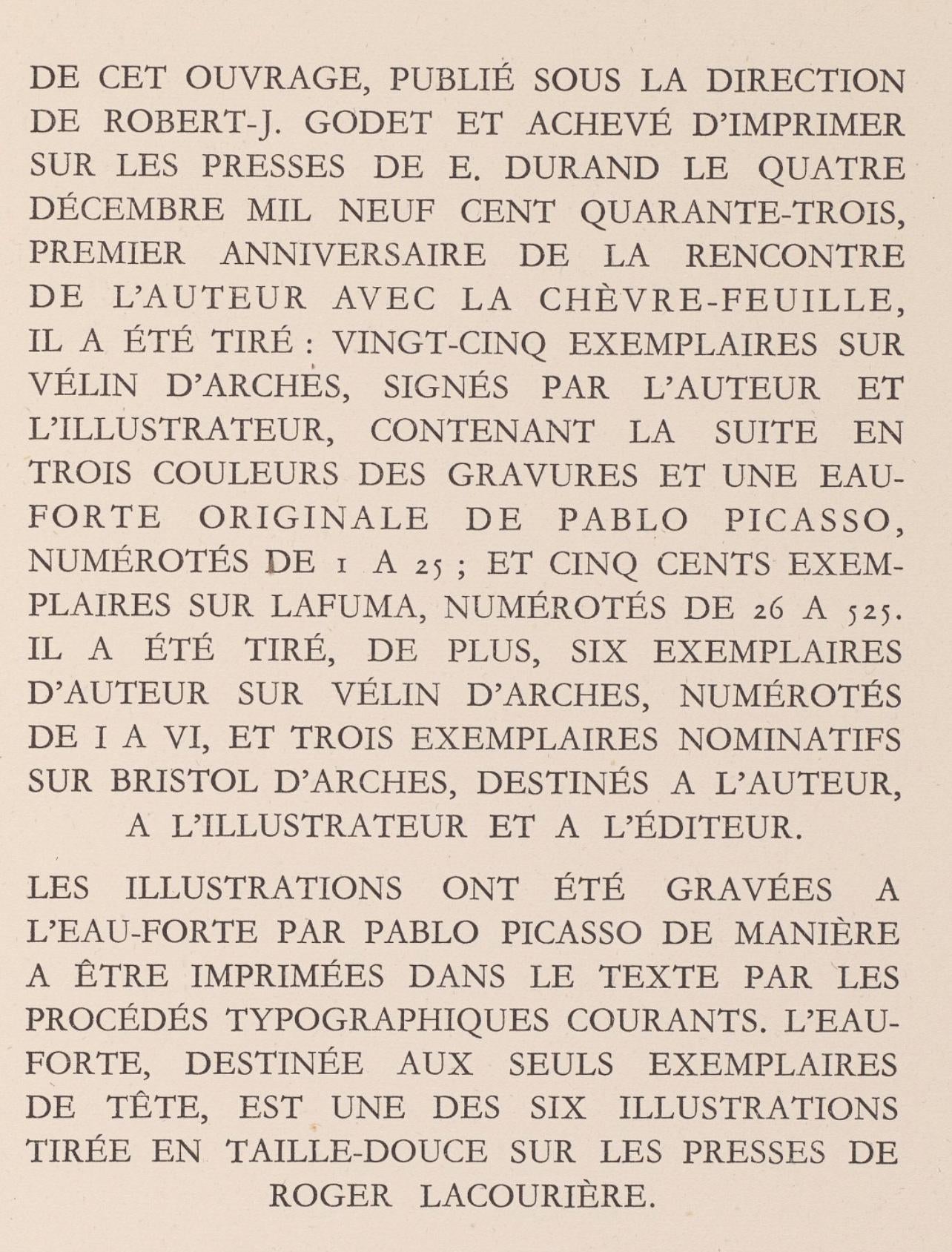 Pablo Picasso, Trois baigneuses (Bloch 361a-e; Baer 683-688; Cramer 38), La Chèvre-Feuille, Limited Edition Engraving