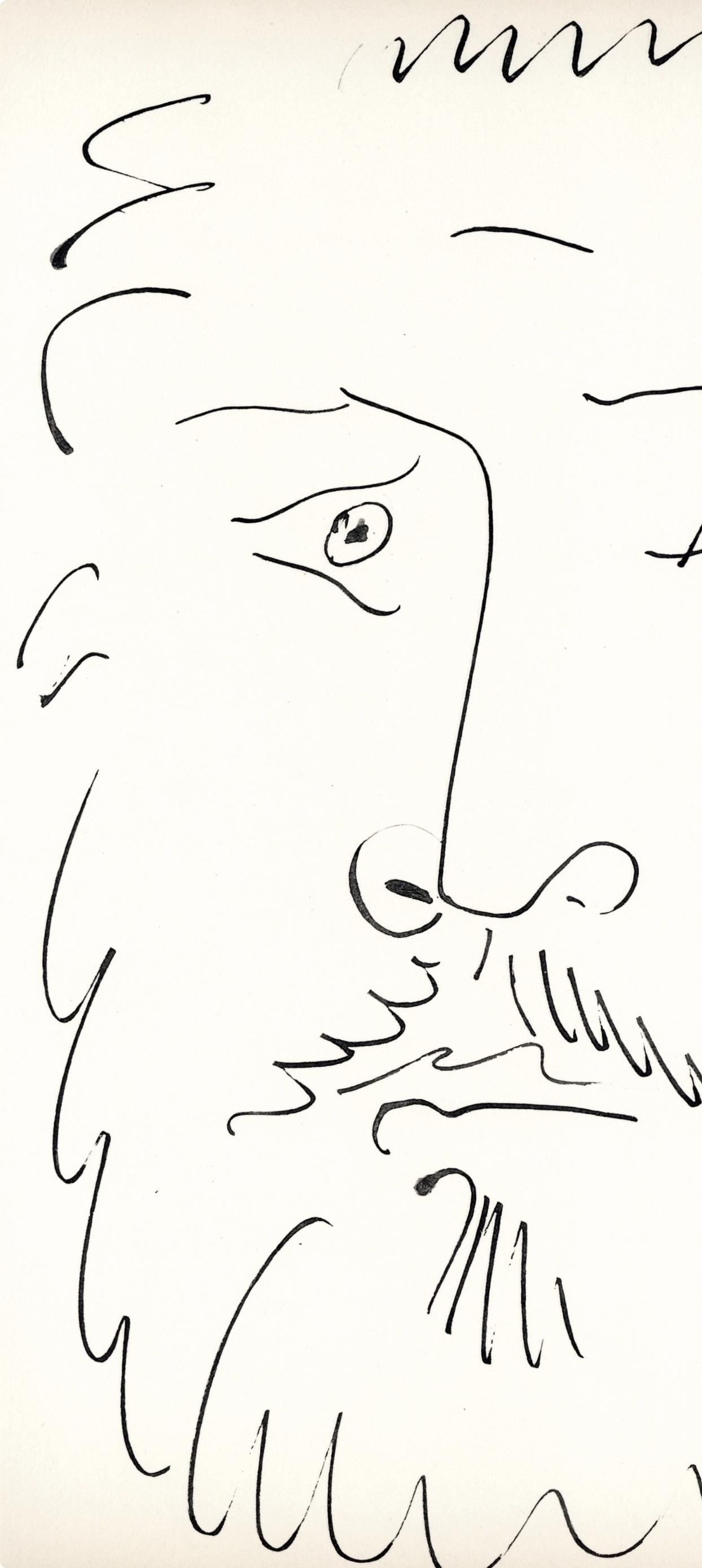 Pablo Picasso, Visage d'homme barbu, de face (Cramer No. 84), 40 dessins de Picasso en marge du Buffon, Limited Edition Lithograph