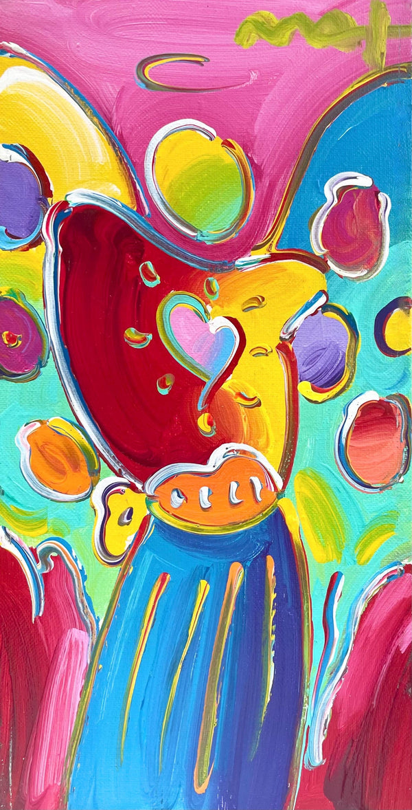 Peter Max, Angel with Heart, Ver. I, Hand Signed, Acrylic Painting