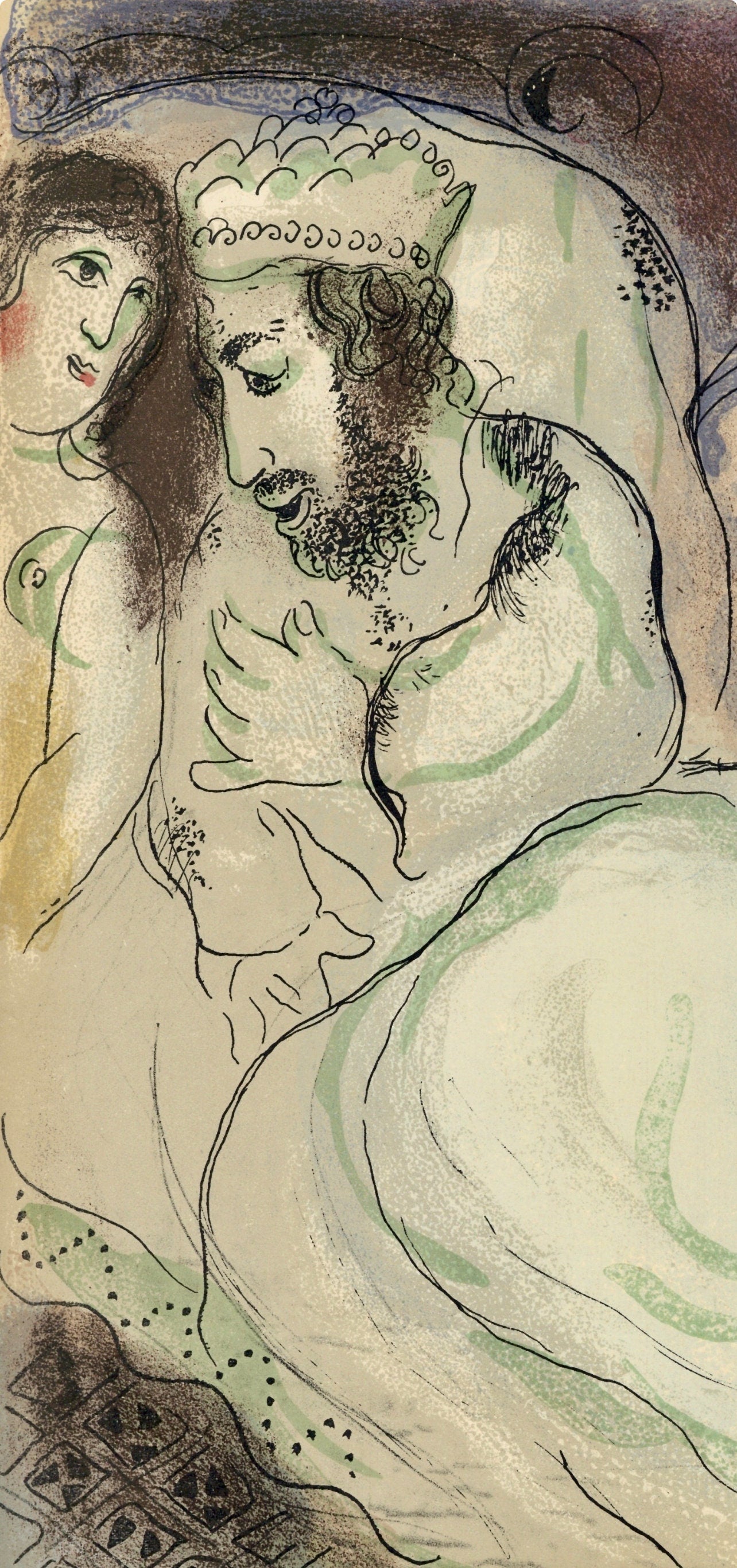 Marc Chagall, Sarah and Abimelech (Mourlot 117-46; Cramer 25), Drawings from the Bible, Verve: Revue, Limited Edition Lithograph
