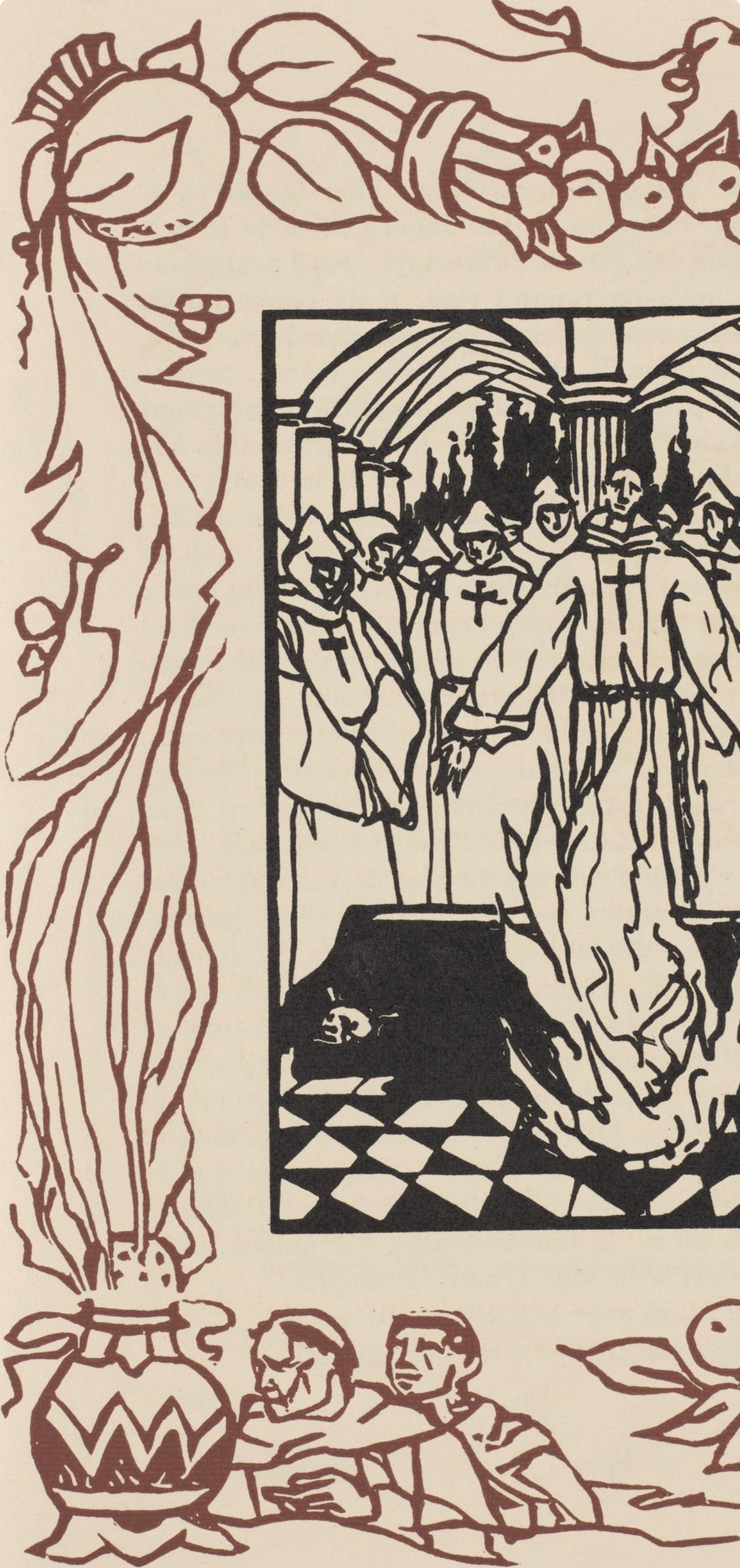Émile Bernard, Composition (Morane, No. 100), Les Petites Fleurs de St. Françoise, Limited Edition Woodcut