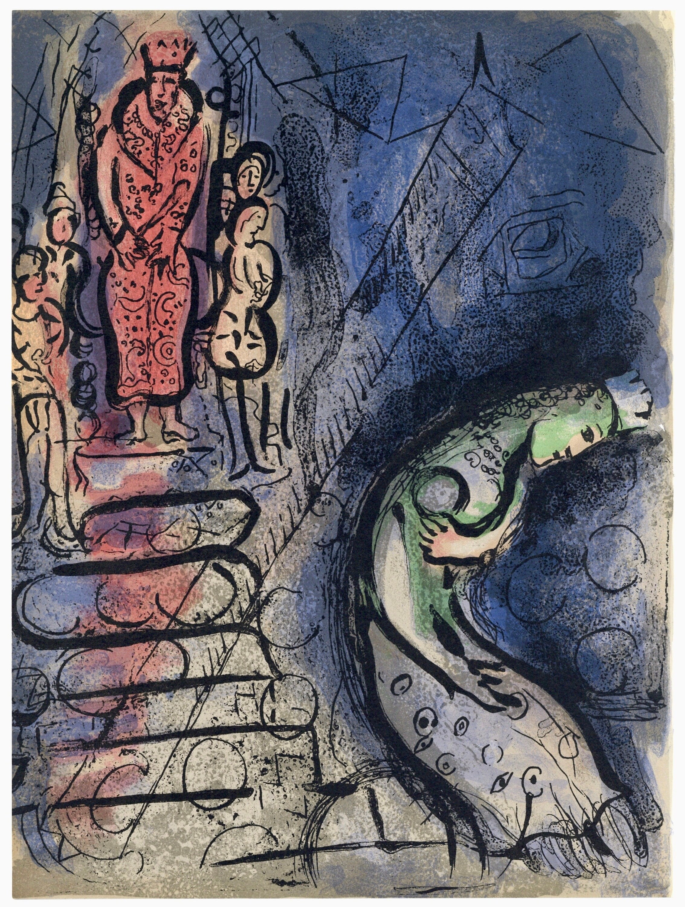 Marc Chagall, Ahaseurus (Mourlot 117-46; Cramer 25), Drawings from the Bible by Marc Chagall, Verve: Revue, Limited Edition Lithograph