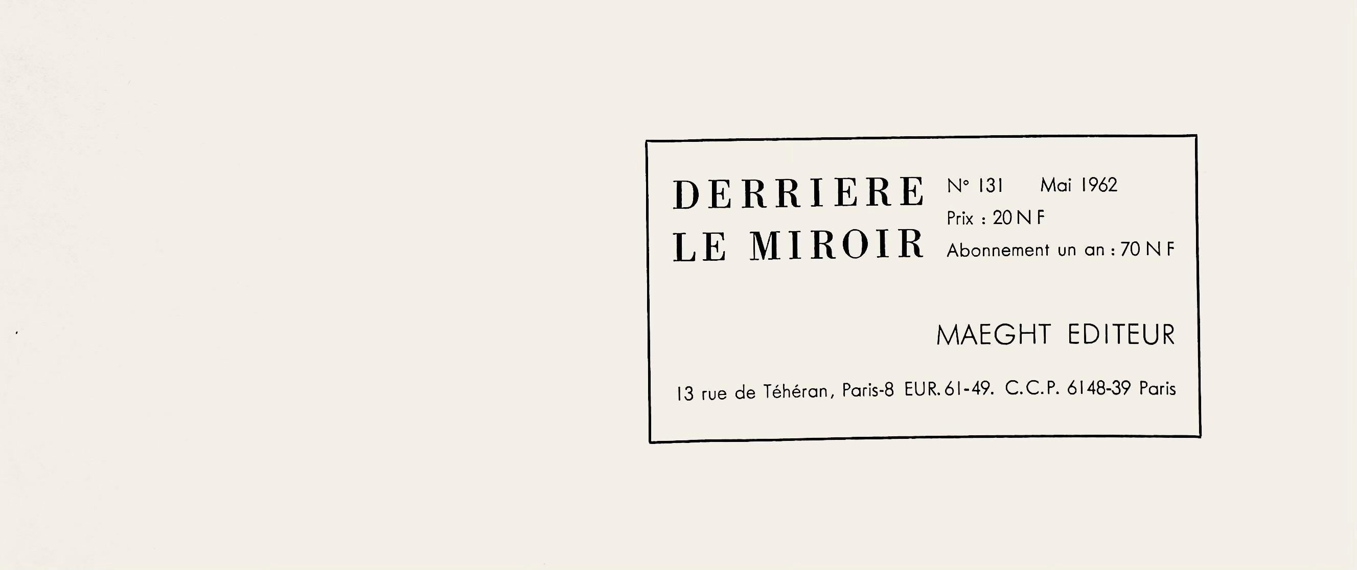Pierre Tal-Coat, Composition, Derrière le miroir, Limited Edition Lithograph