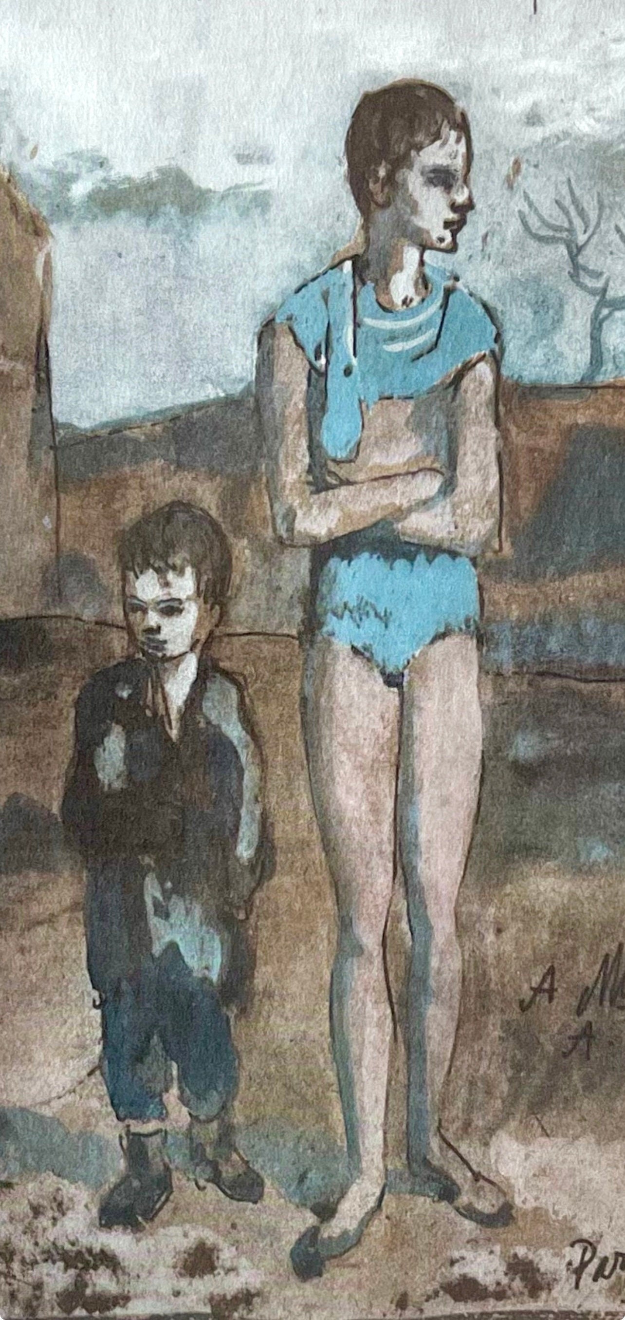Pablo Picasso, Harlequin and Boy (Orozco 95), Picasso: Fifteen Drawings, Limited Edition Lithograph