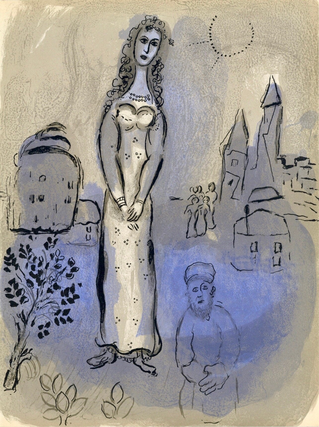 Marc Chagall, Esther (Mourlot 117-46; Cramer 25), Drawings from the Bible by Marc Chagall, Verve: Revue, Limited Edition Lithograph