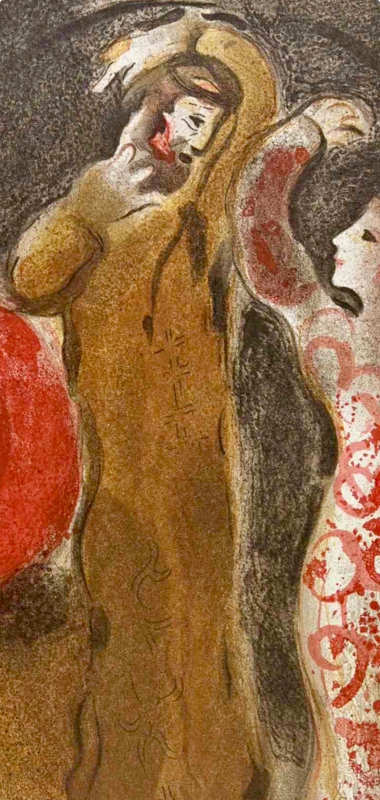 Marc Chagall, Meeting of Ruth & Boaz (Mourlot 117-46; Cramer 25), Drawings from the Bible, Verve: Revue, Limited Edition Lithograph