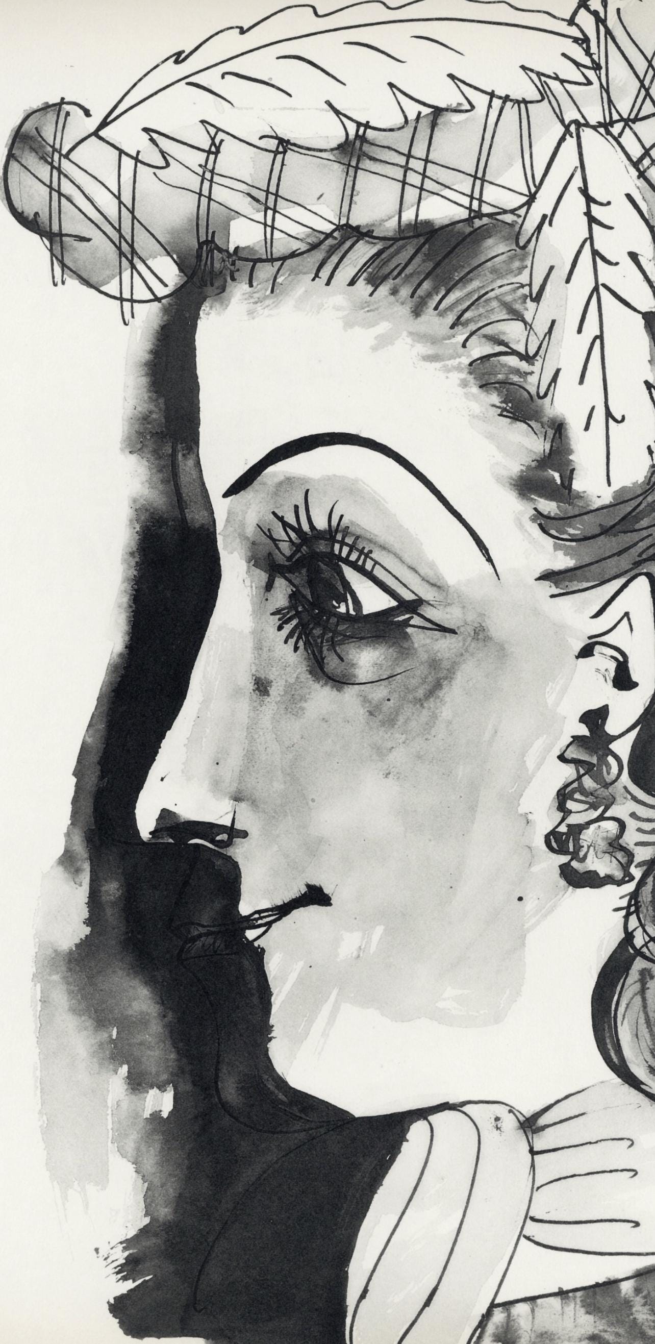 Pablo Picasso, Profil de vieille femme, trait et lavis (Cramer No. 84), 40 dessins de Picasso en marge du Buffon, Limited Edition Lithograph