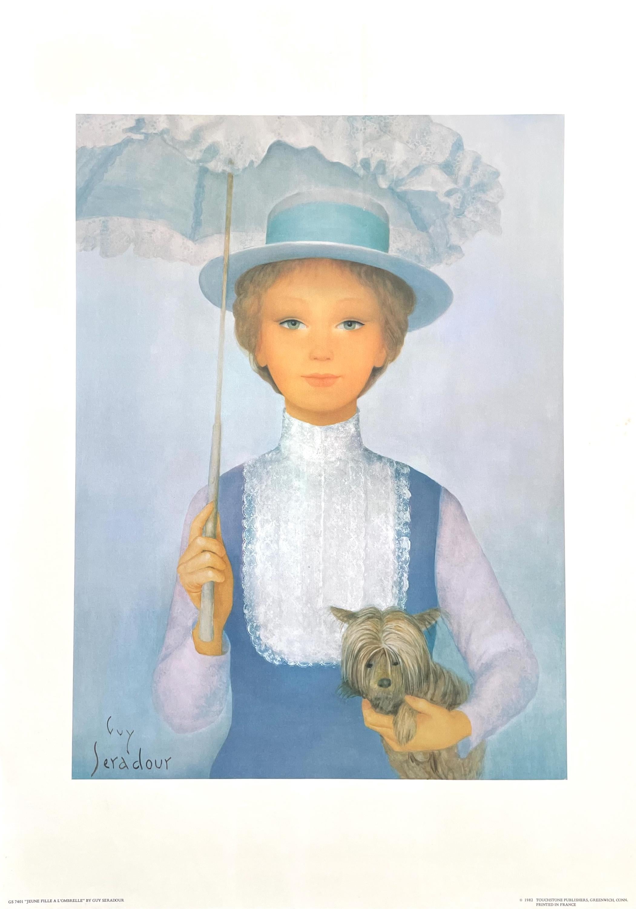 Guy Séradour, Jeune fille à l'ombrelle, Original Edition Offset Lithograph