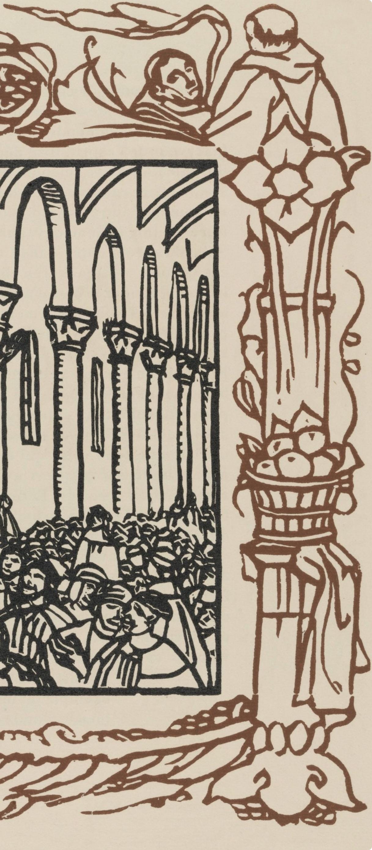 Émile Bernard, Composition (Morane, No. 100), Les Petites Fleurs de St. Françoise, Limited Edition Woodcut