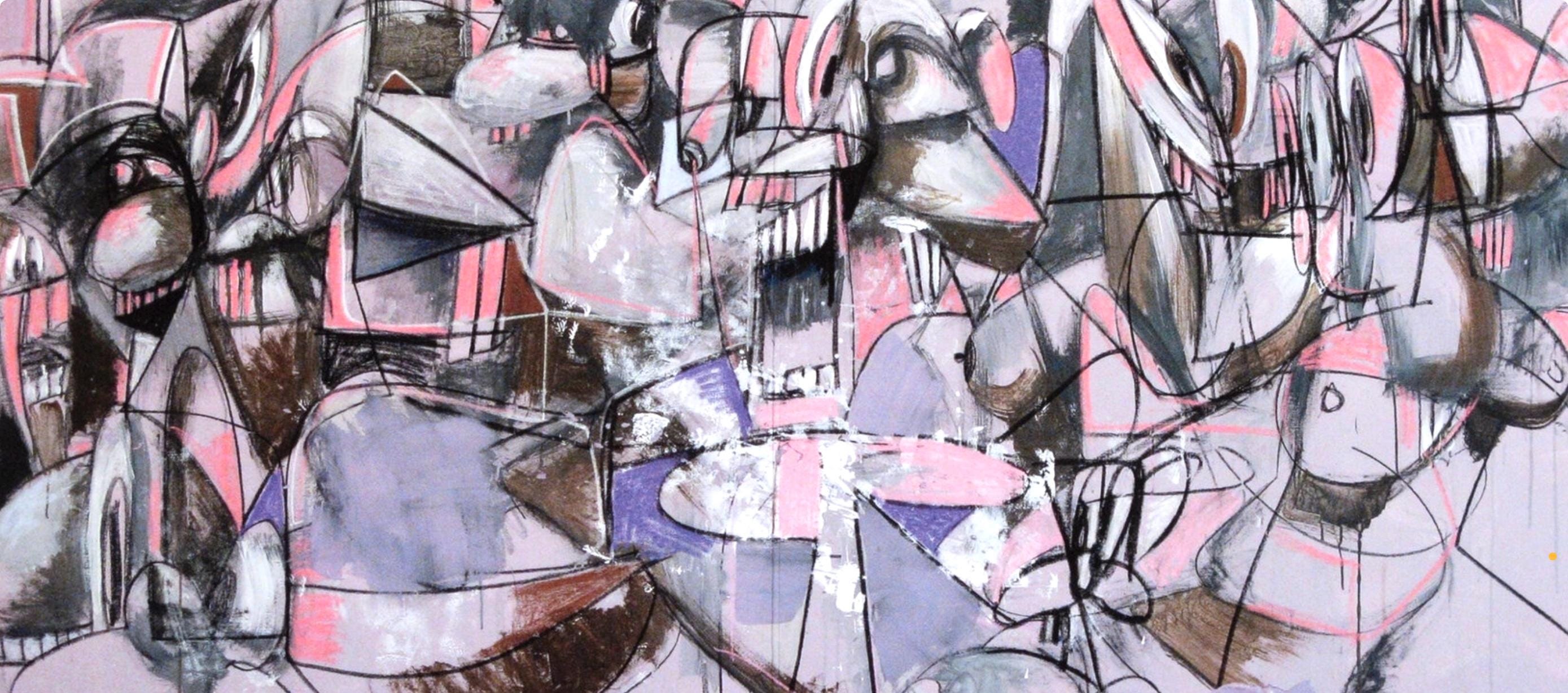 George Condo, Purple Compression, Drawing Paintings, Limited Edition Four Color Process Print