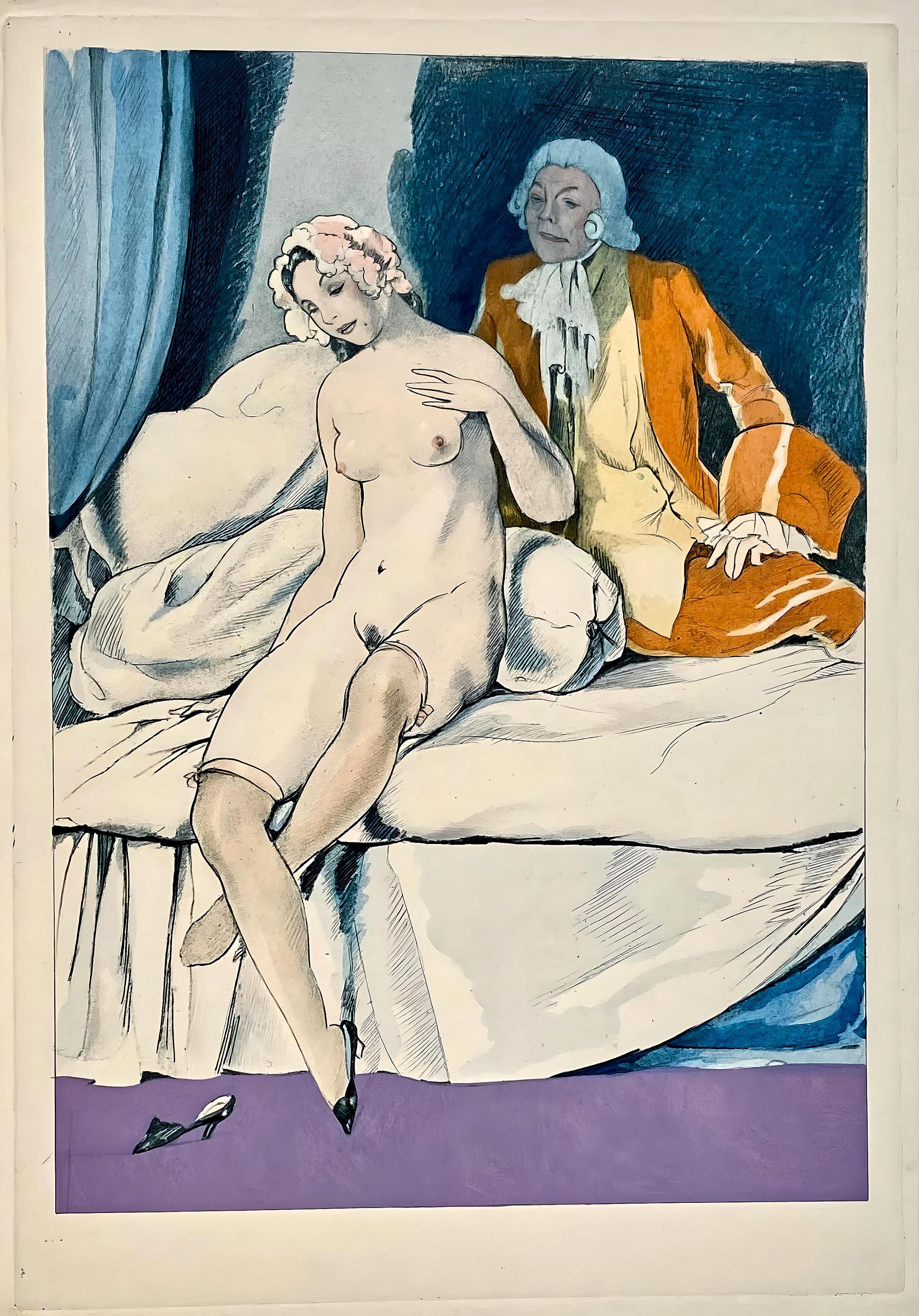 Umberto Brunelleschi, Composition, La Leçon d'amour dans un parc, Limited Edition Lithograph