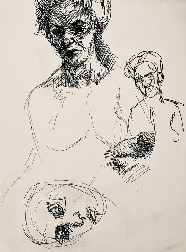 Ian Hornak, Renaissance Female Nude Figure Study, 1963, Original Drawing