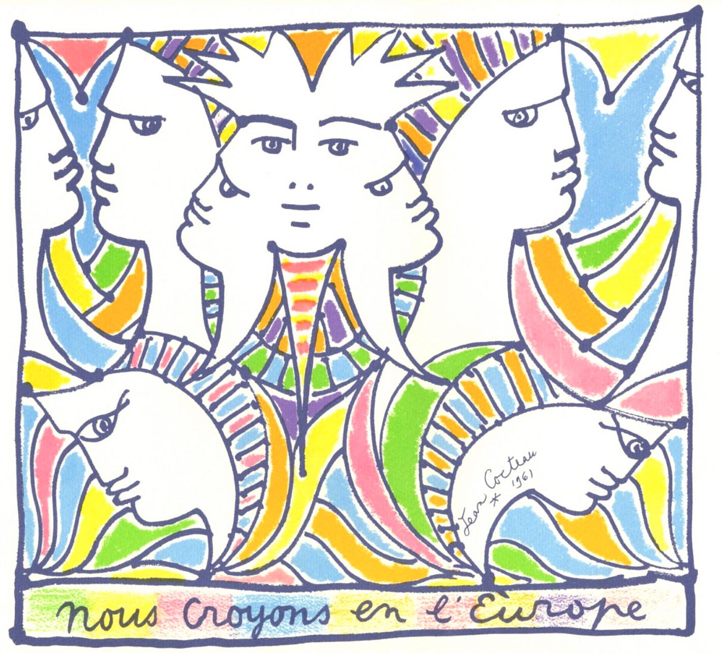 Jean Cocteau, Composition, Nous croyons en l'Europe, Limited Edition Silkscreen