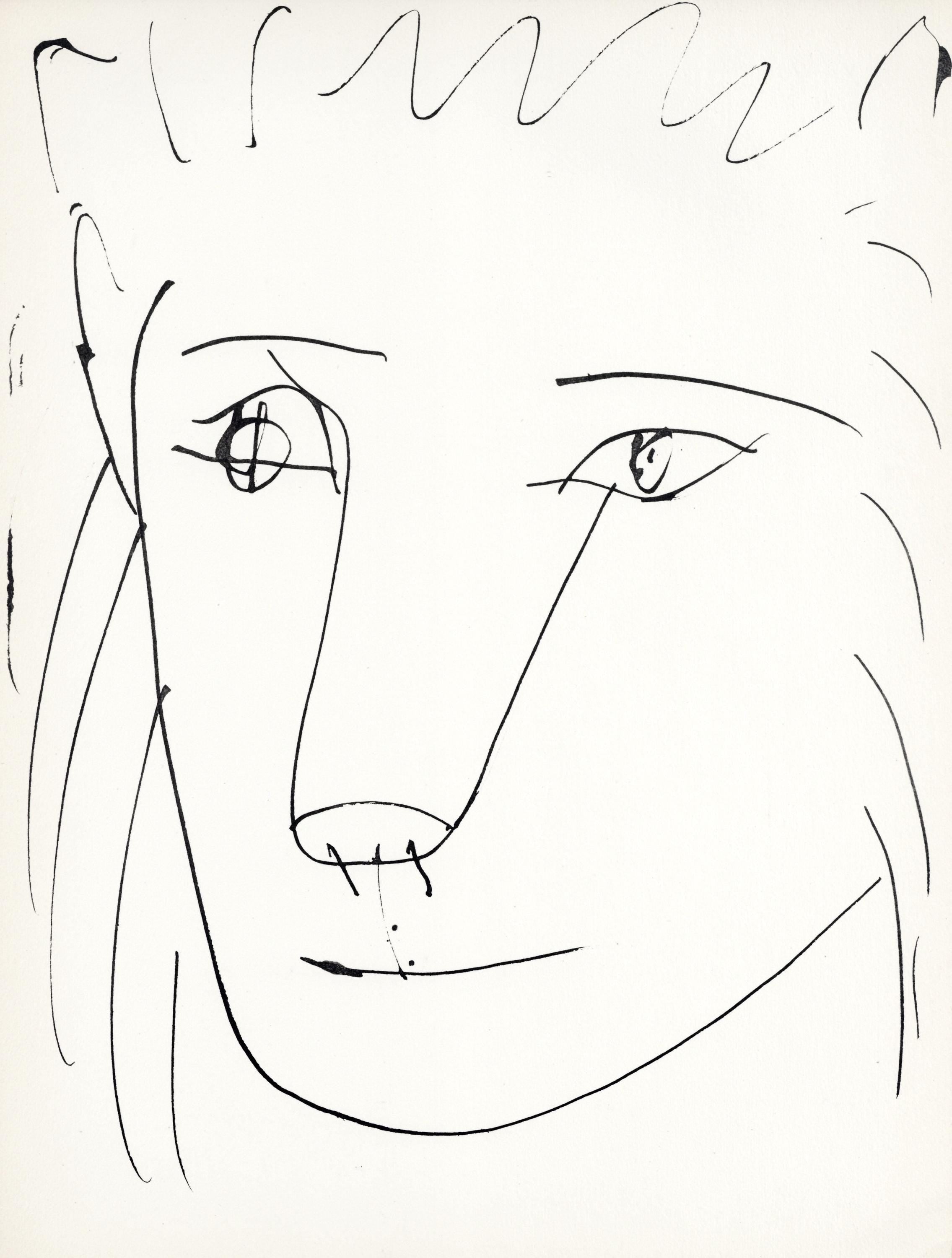 Pablo Picasso, Tête de lion (Cramer No. 84), 40 dessins de Picasso en marge du Buffon, Limited Edition Lithograph