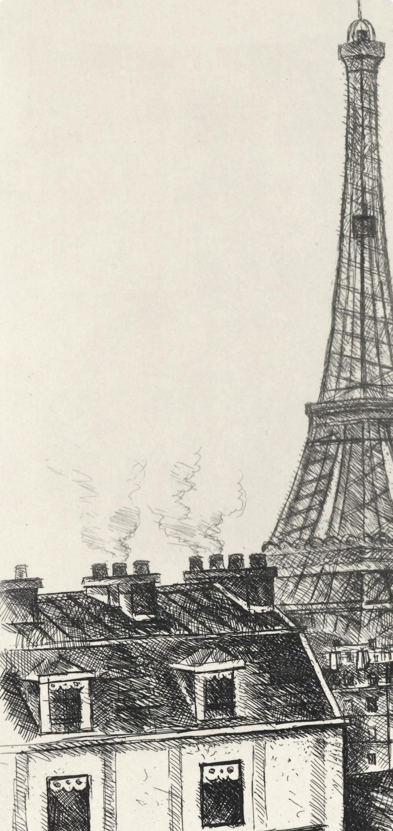 René Durey, Le Champ de Mars, A La gloire à Paris, Limited Edition Etching