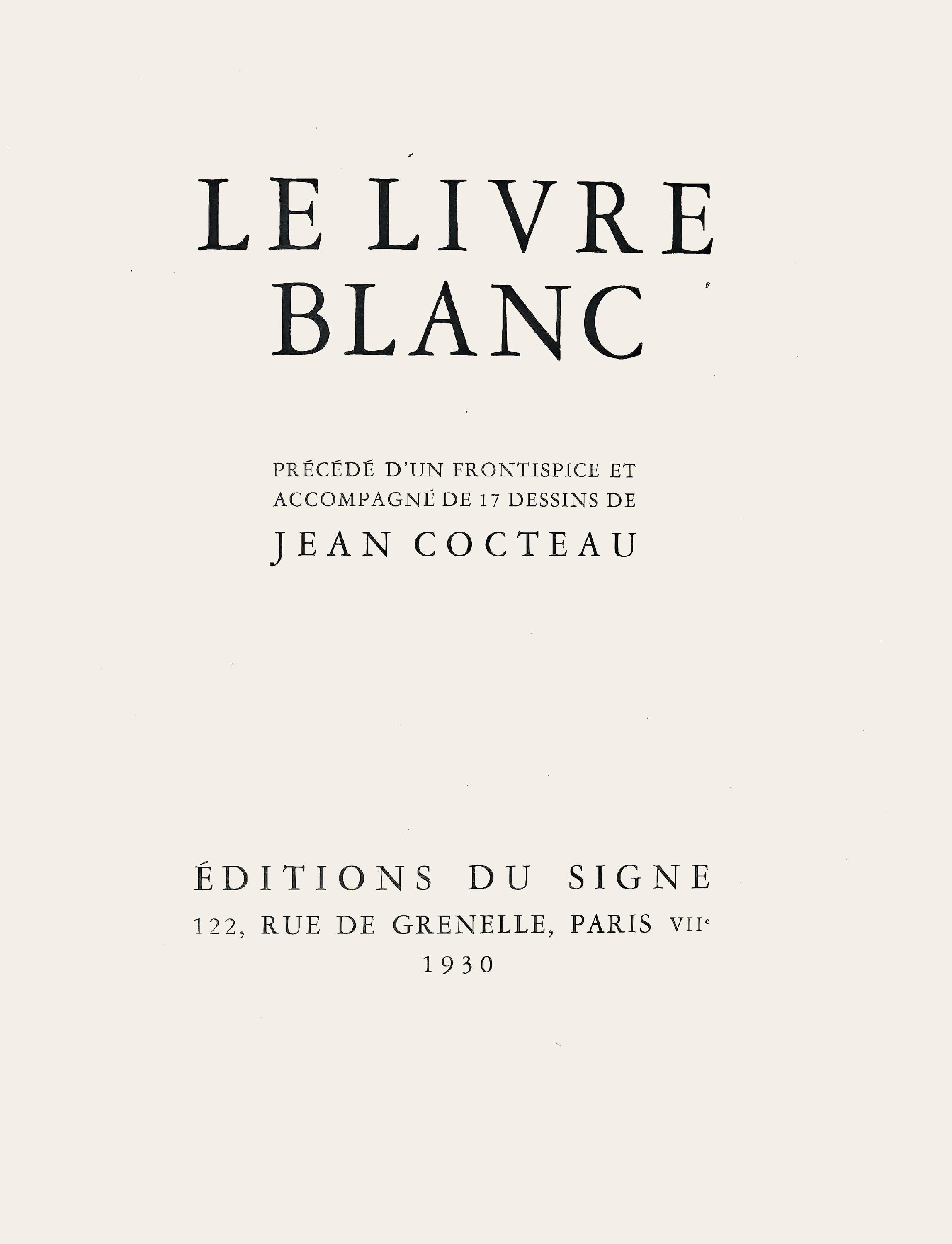 Jean Cocteau, Composition, Le Livre Blanc, Limited Edition Lithograph