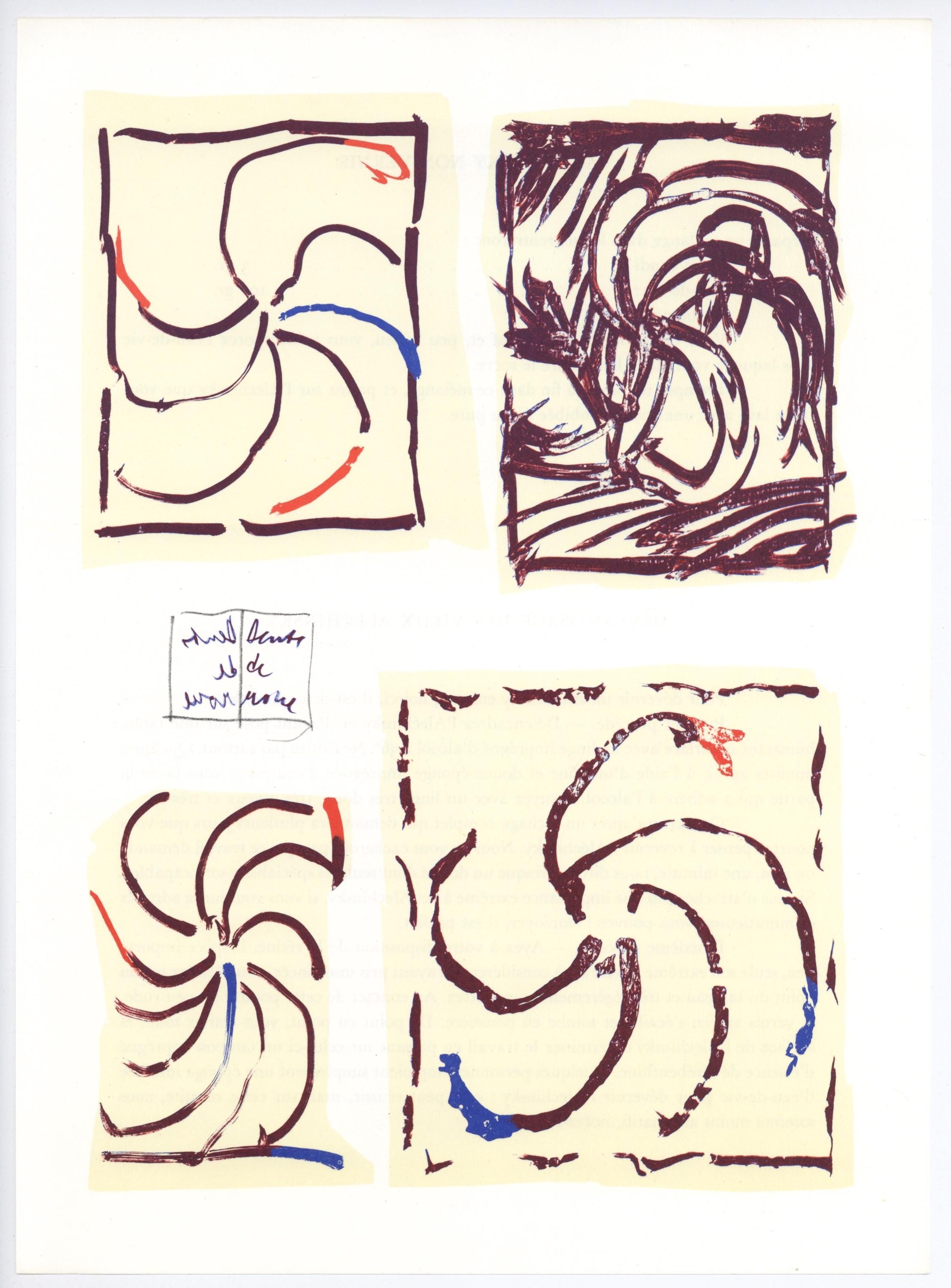 Pierre Alechinsky, Composition, Derrière le miroir, Limited Edition Lithograph