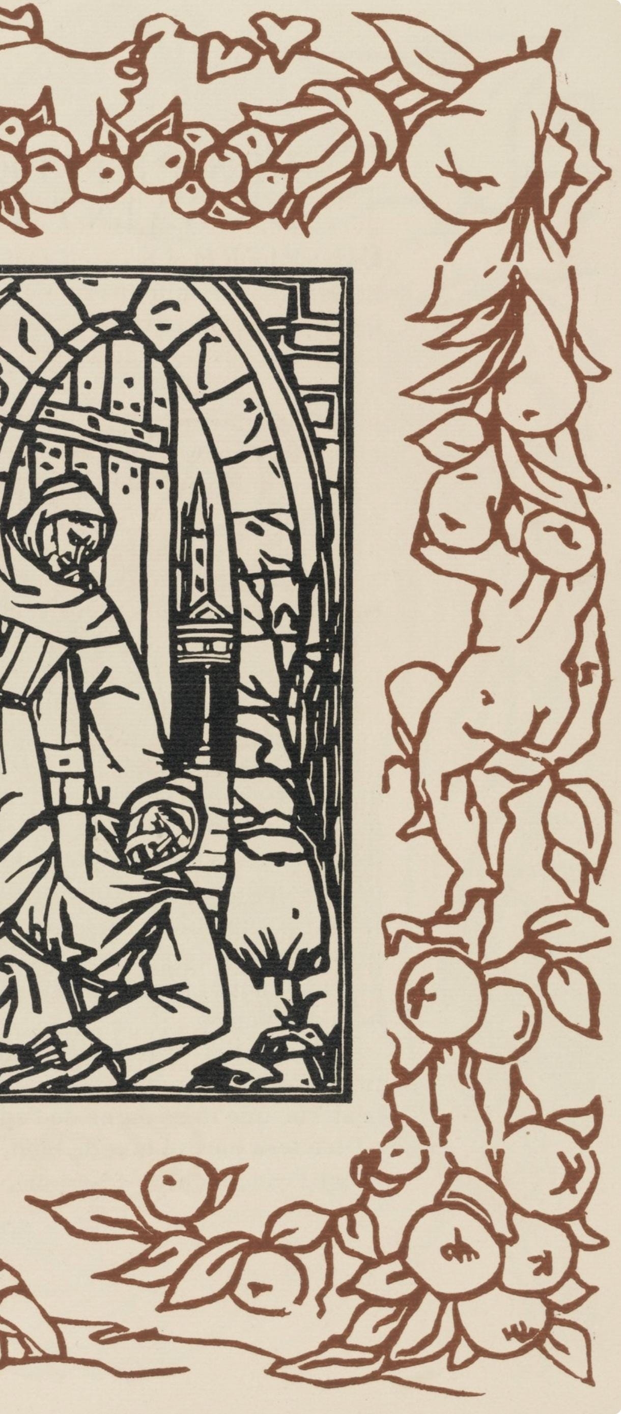 Émile Bernard, Composition (Morane, No. 100), Les Petites Fleurs de St. Françoise, Limited Edition Woodcut