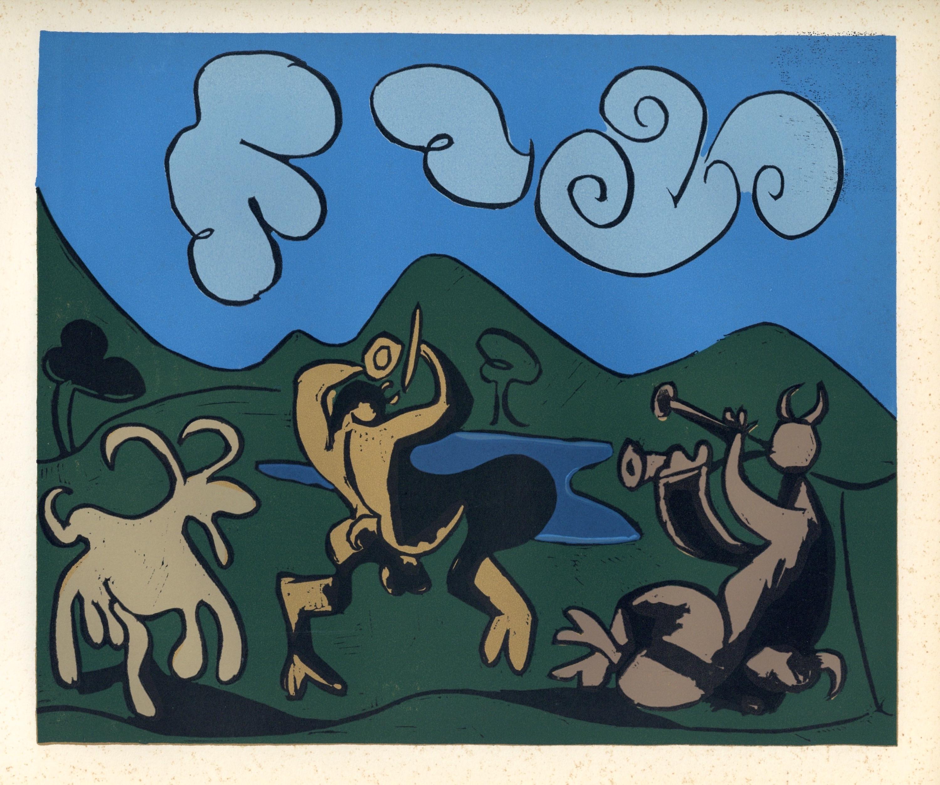 Pablo Picasso, Fauns and Goat (Orozco 214), Grabados al linóleo, Limited Edition Linocut