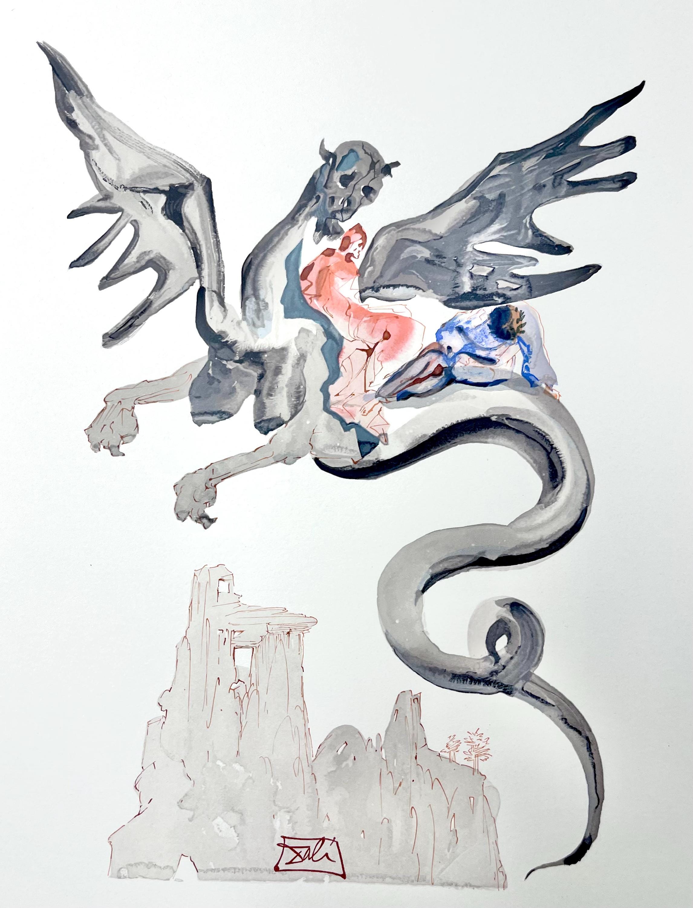 Salvador Dali, Hölle XVII (Field 189-200; Michler/Löpsinger 1039-1138), Die Göttliche Komödie, Signed, Limited Edition Woodcut