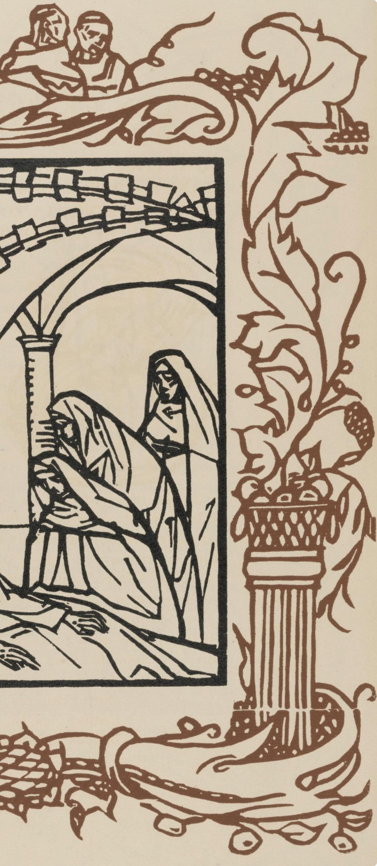Émile Bernard, Composition (Morane, No. 100), Les Petites Fleurs de St. Françoise, Limited Edition Woodcut