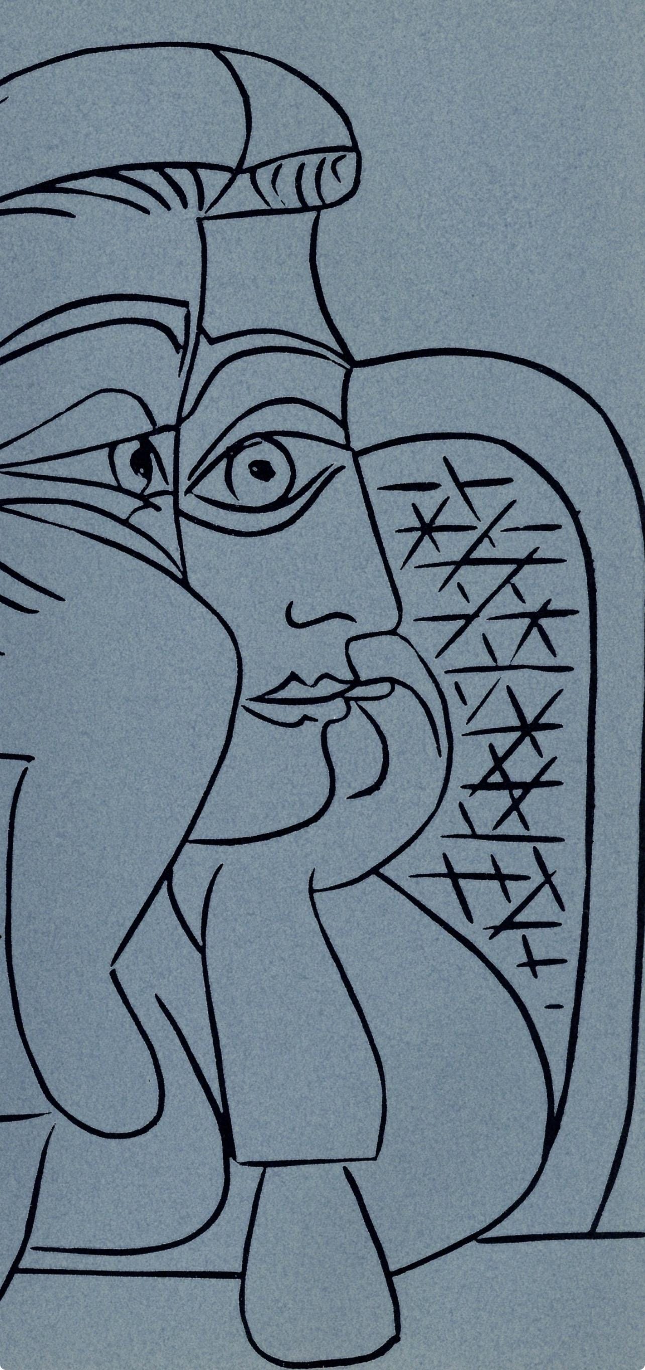 Pablo Picasso, Jacqueline Leaning on Her Elbows (Orozco 214), Grabados al linóleo, Limited Edition Linocut