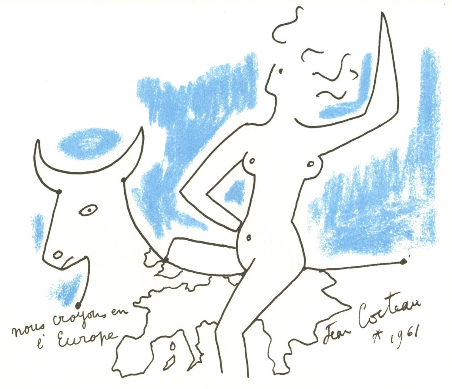 Jean Cocteau, Composition, Nous croyons en l'Europe, Limited Edition Silkscreen