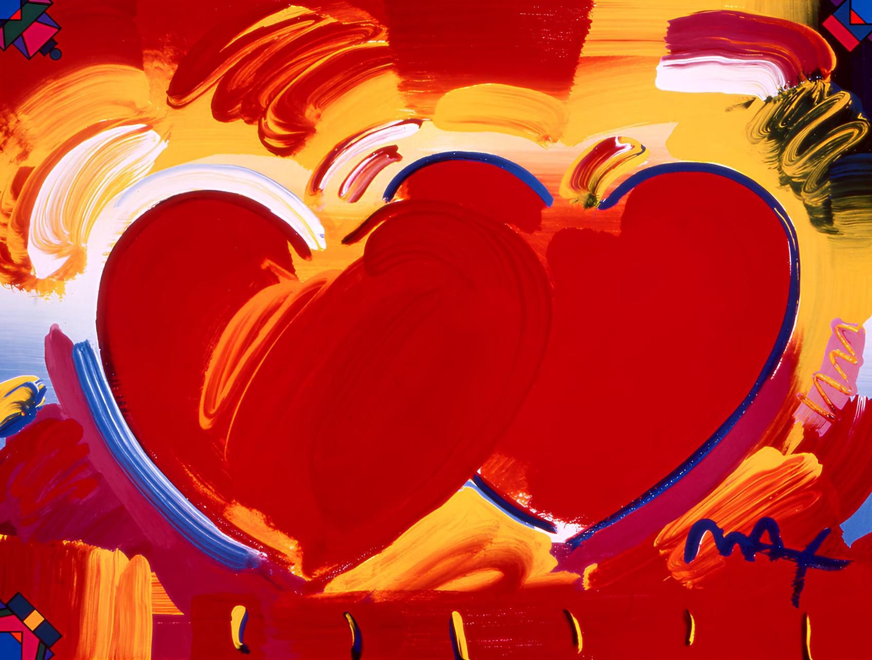 Peter Max, Two Hearts as One, 2000, Hand Signed, Official Edition Offset Lithograph