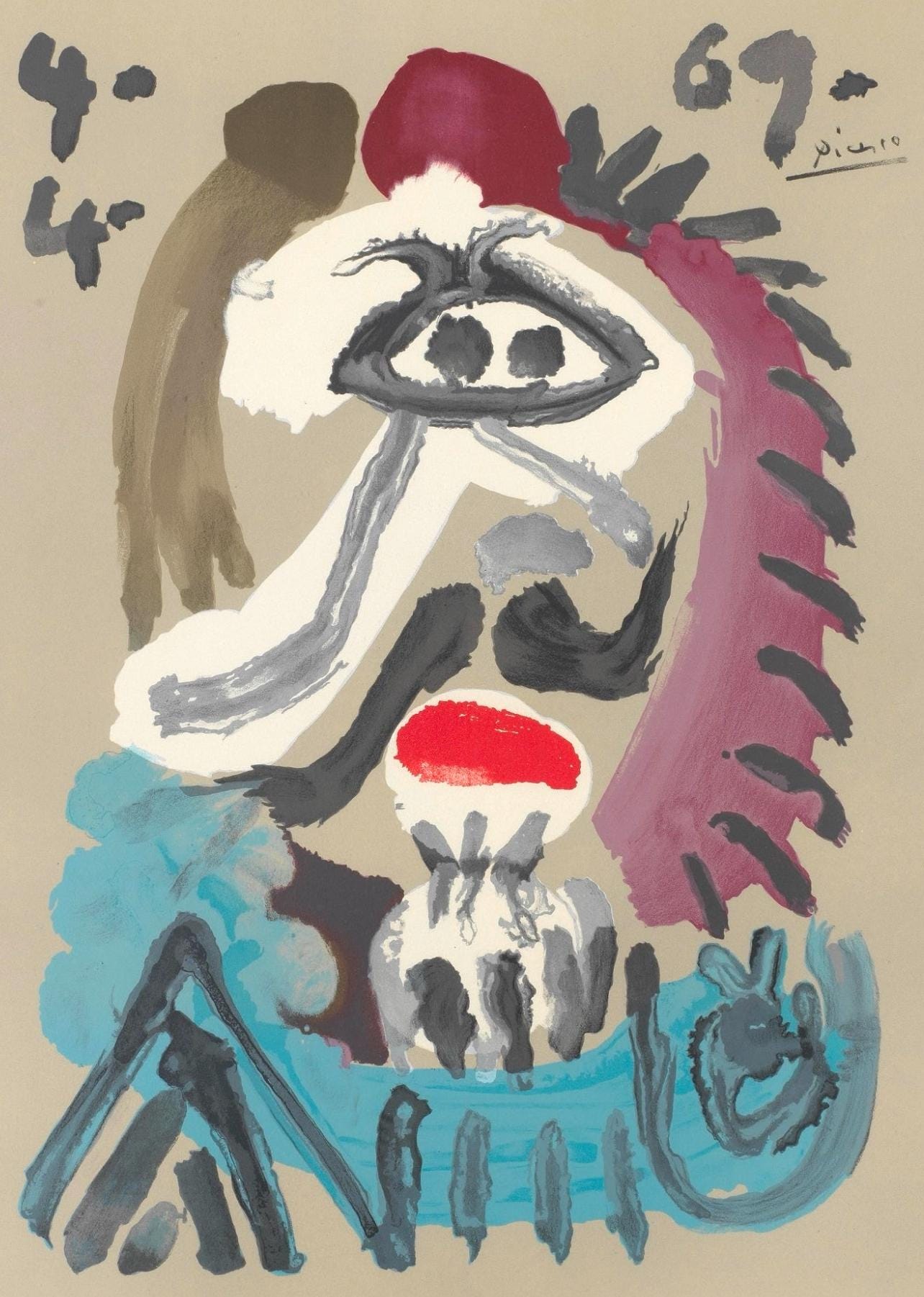 Pablo Picasso, Composition (Orozco 207-261), Vingt-Neuf Portraits Imaginaires, Limited Edition Lithograph