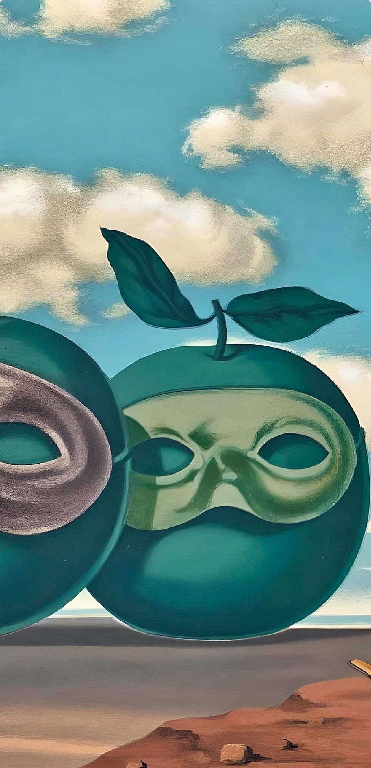 René Magritte, Il y a sur le Rivage de la Mer Deux Pommes Visiteuses, Les Enfants Trouvés de Magritte, Limited Edition Lithograph