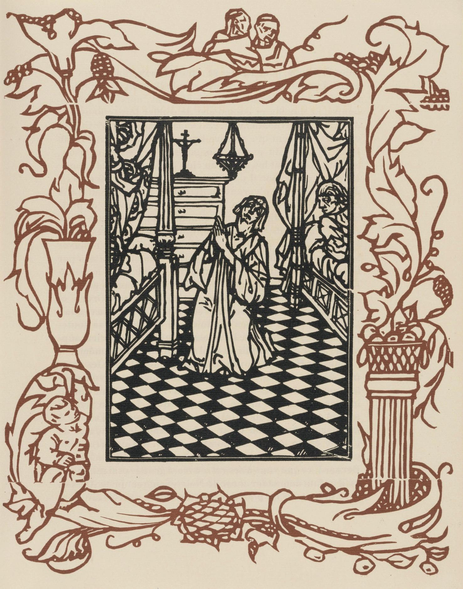 Émile Bernard, Composition (Morane, No. 100), Les Petites Fleurs de St. Françoise, Limited Edition Woodcut