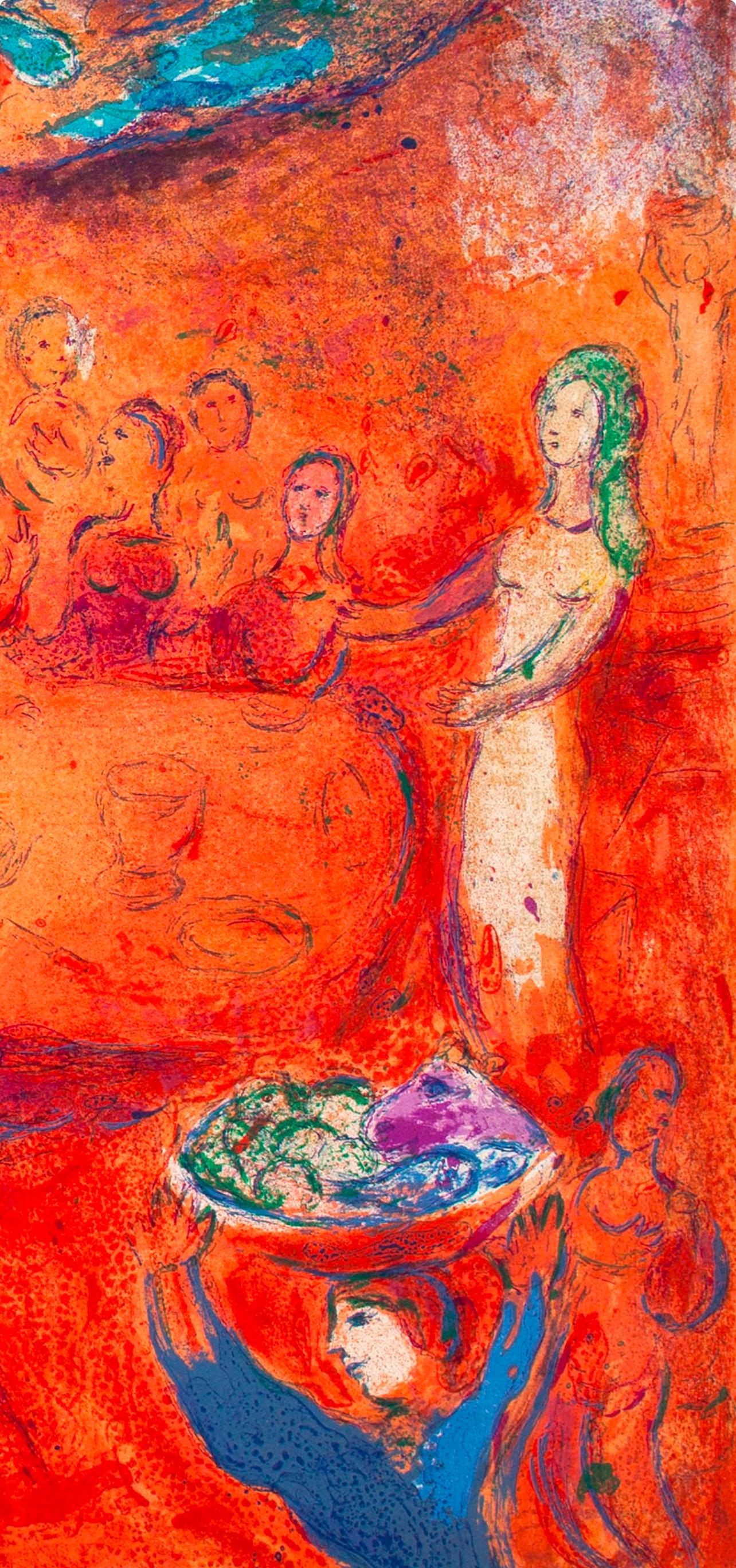 Marc Chagall, Mégaclès reconnait sa Fille pendant le Festin, Daphnis et Chloé, Limited Edition Héliogravure