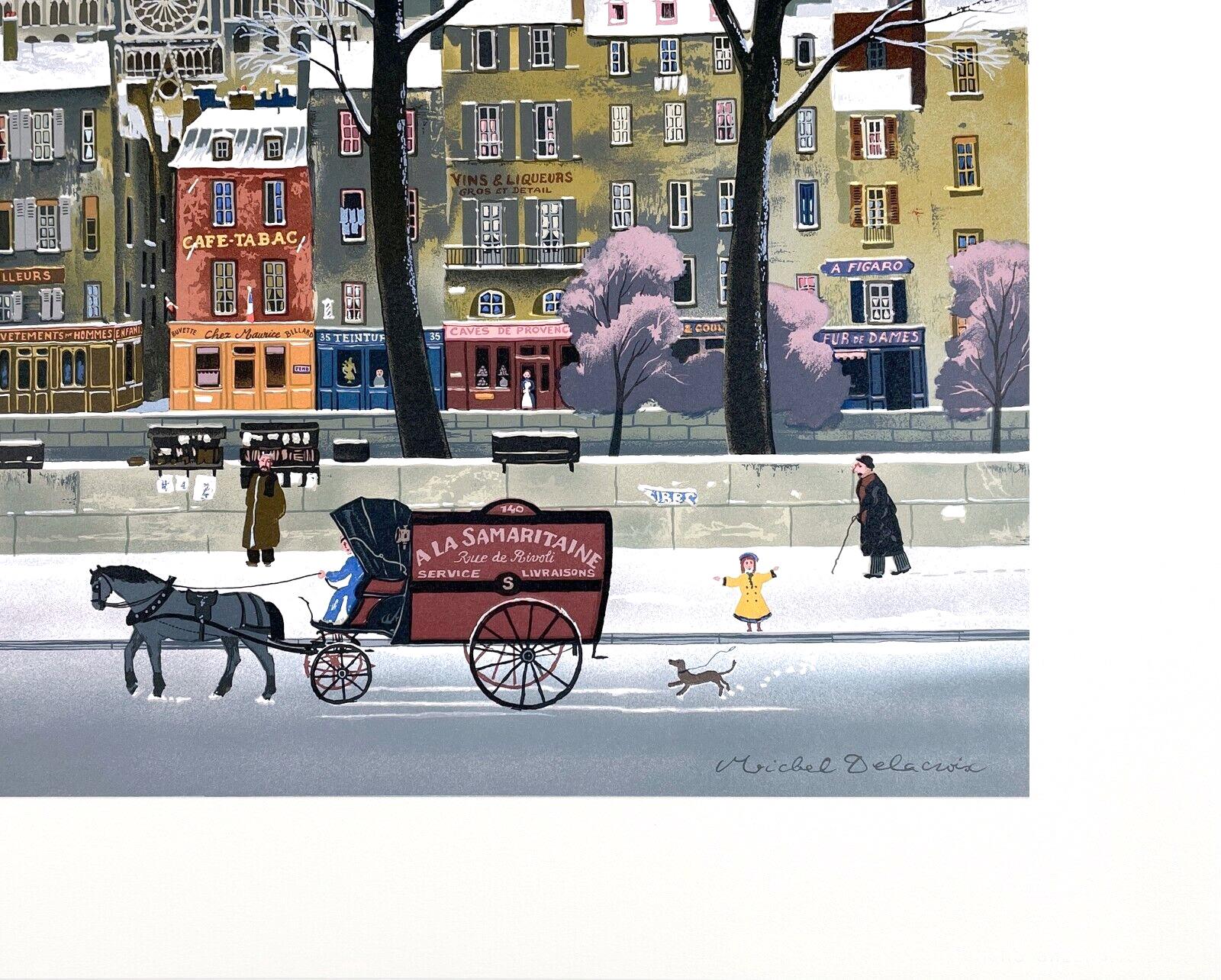 Michel Delacroix, La Neige sur la Seine, Limited Edition Lithograph