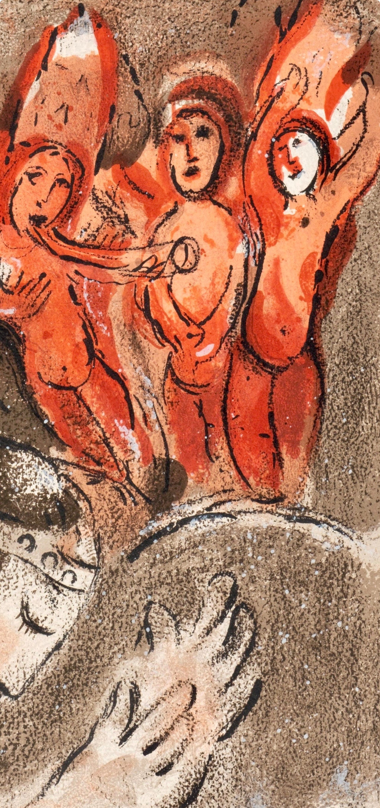 Marc Chagall, Sarah and the Angels (Mourlot 117-46; Cramer 25), Drawings from the Bible, Verve: Revue, Limited Edition Lithograph