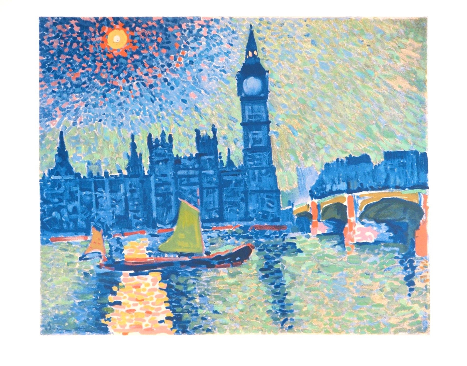 André Derain, Londres, La Tamise et Big Ben, Fauves, Collection Pierre Lévy, Limited Edition Lithograph
