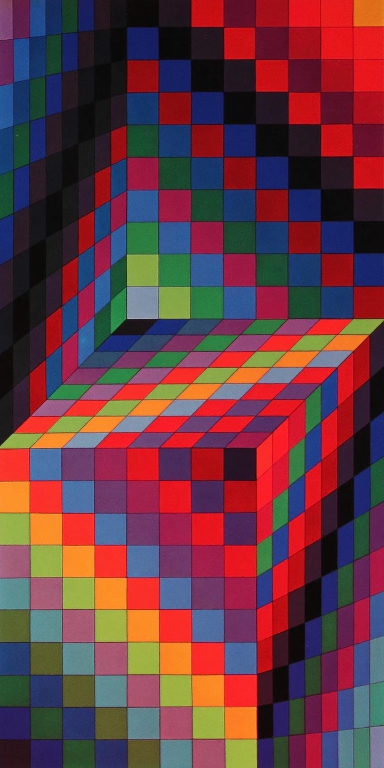 Victor Vasarely, Composition, Hommage à Hexagone, Limited Edition Héliogravure