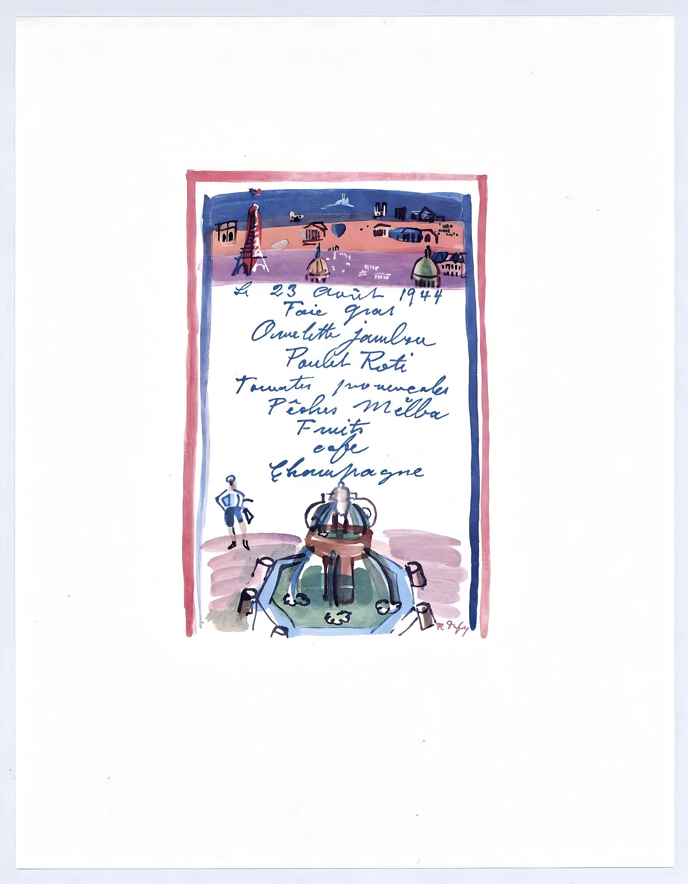Raoul Dufy, Le menu de la Libération, Vacances forcées