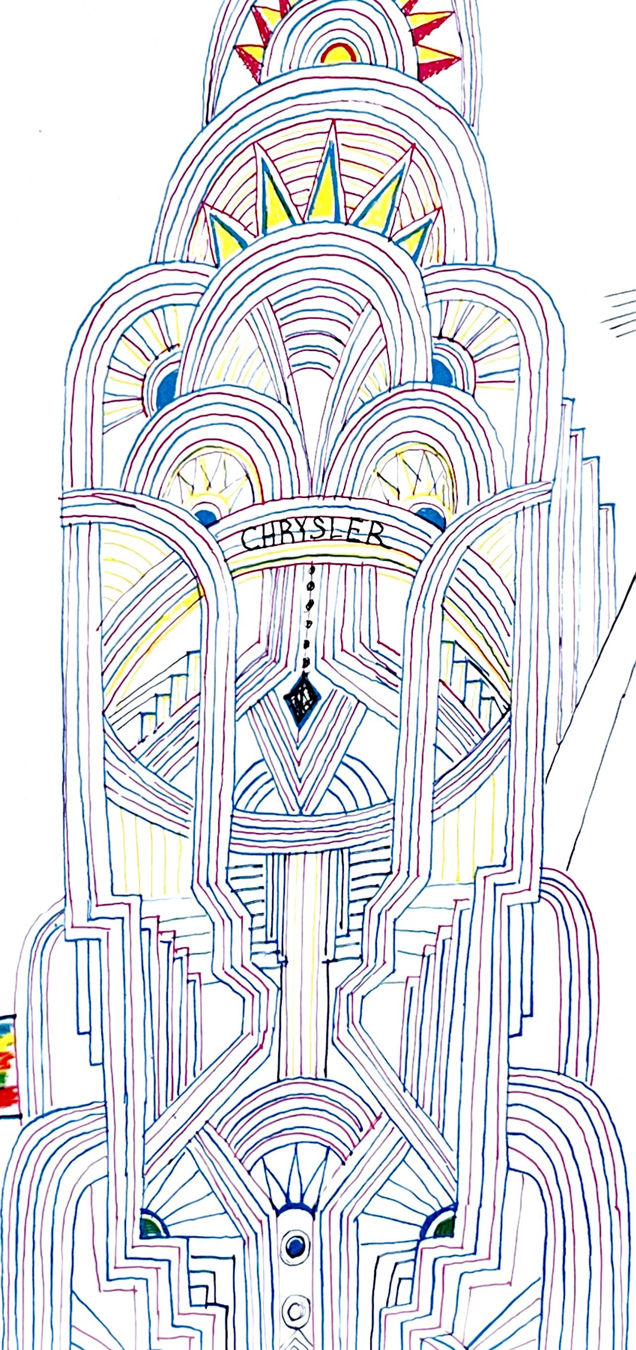 Saul Steinberg, Chrysler Building, New York City, Derrière le miroir, Limited Edition Lithograph