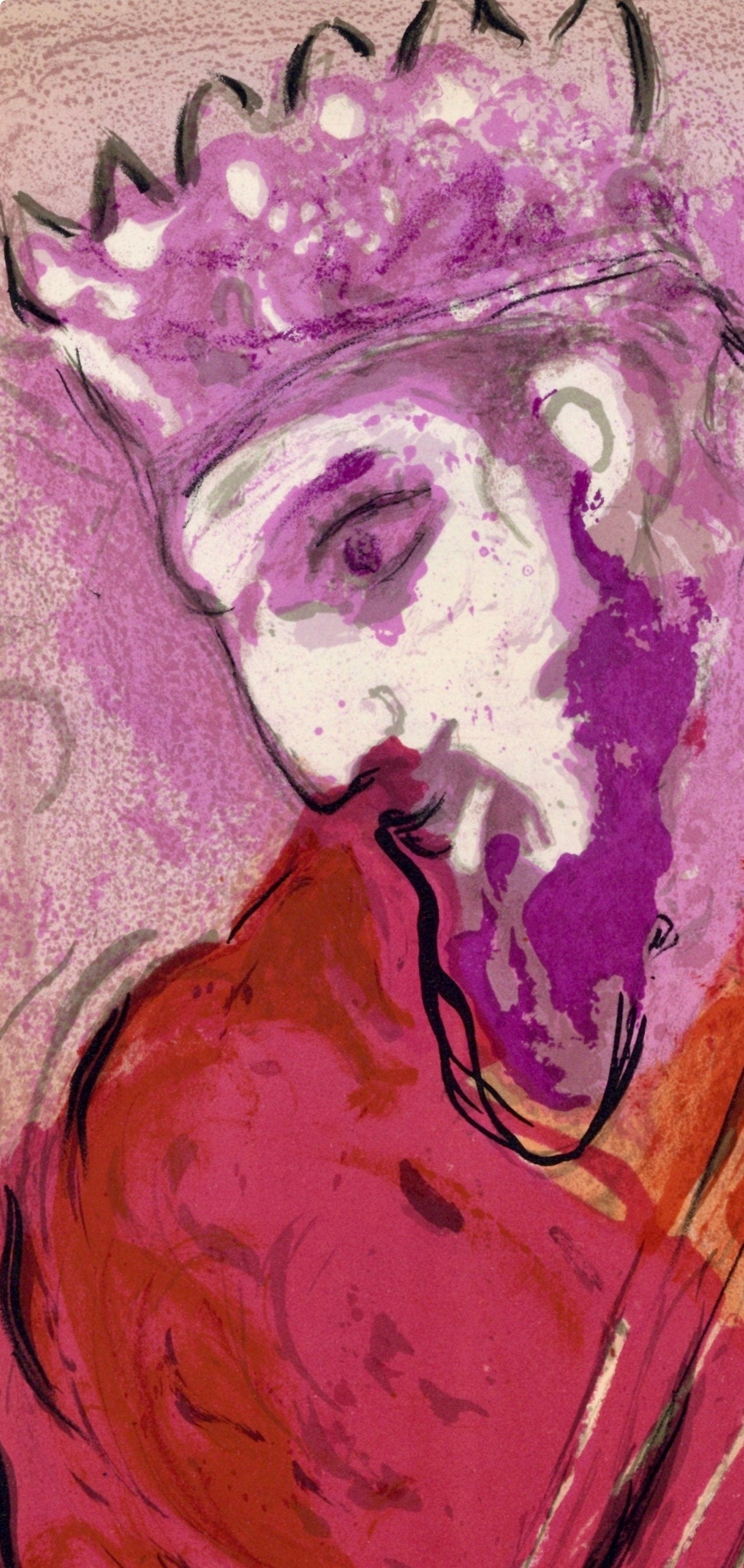 Marc Chagall, David a la harpe (Mourlot 117-46; Cramer 25), Drawings from the Bible by Marc Chagall, Verve, Limited Edition Lithograph