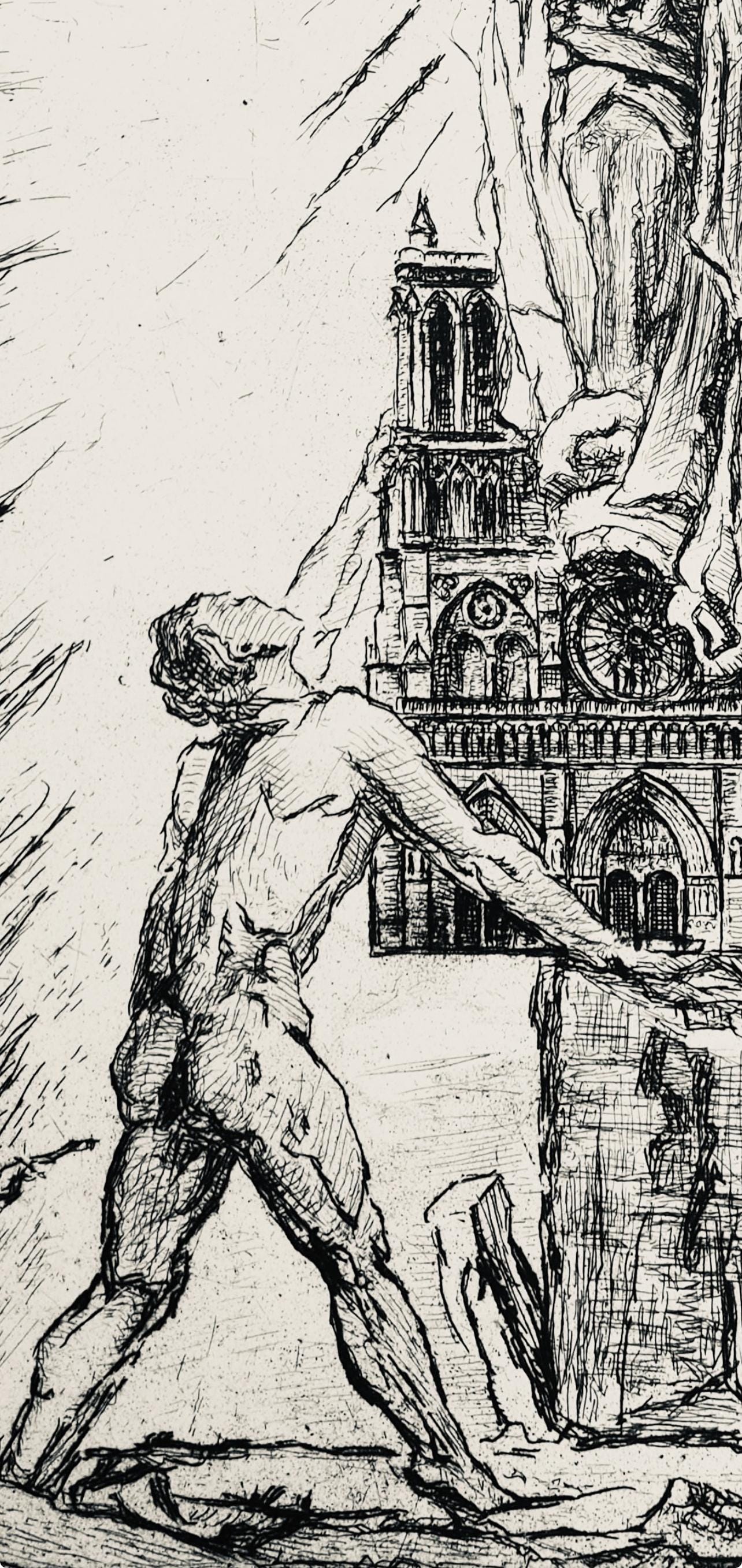 George Desvallières, Crucifix de Notre Dame, A La gloire à Paris, Limited Edition Etching