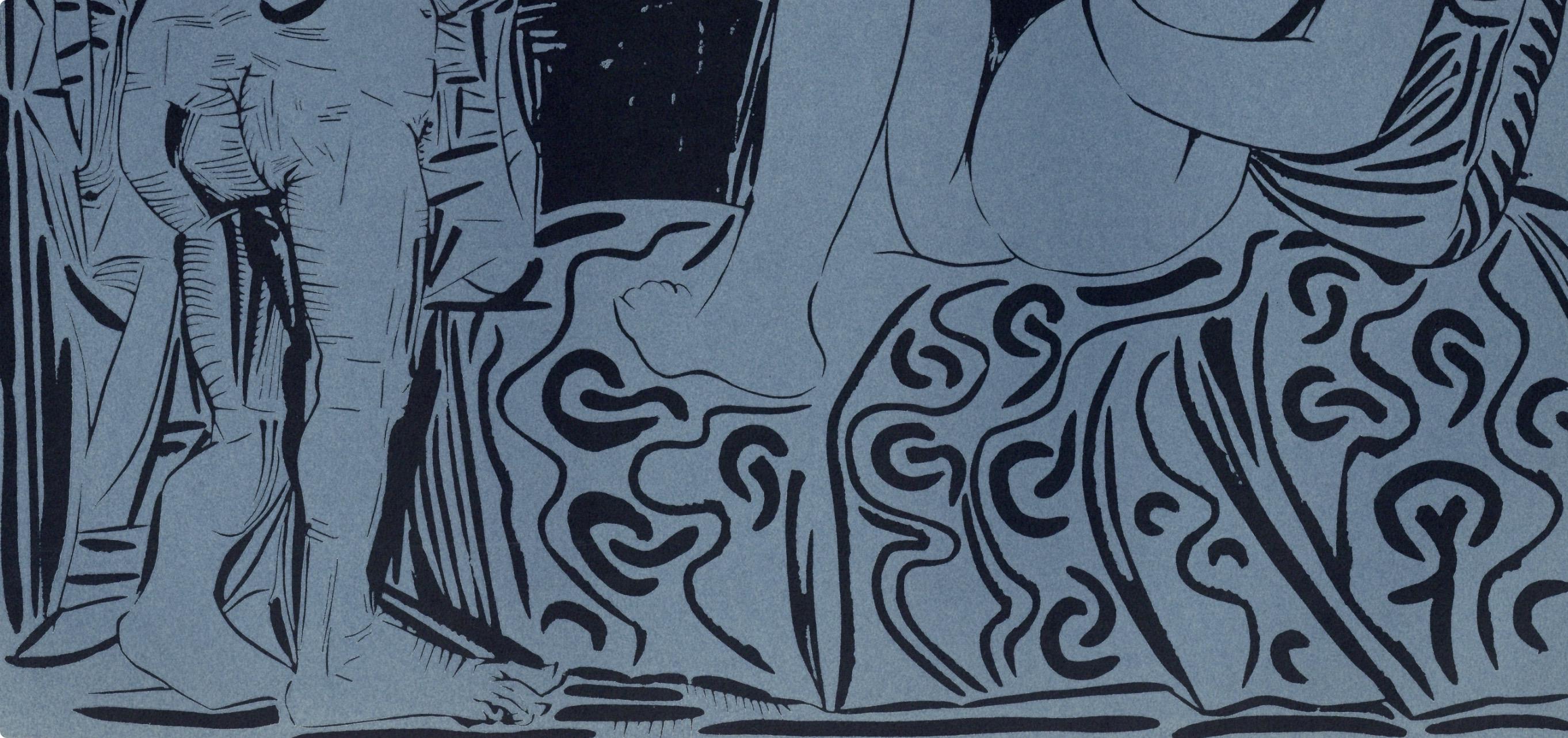 Pablo Picasso, Two Women with a Vase of Flowers (Orozco 214), Grabados al linóleo, Limited Edition Linocut