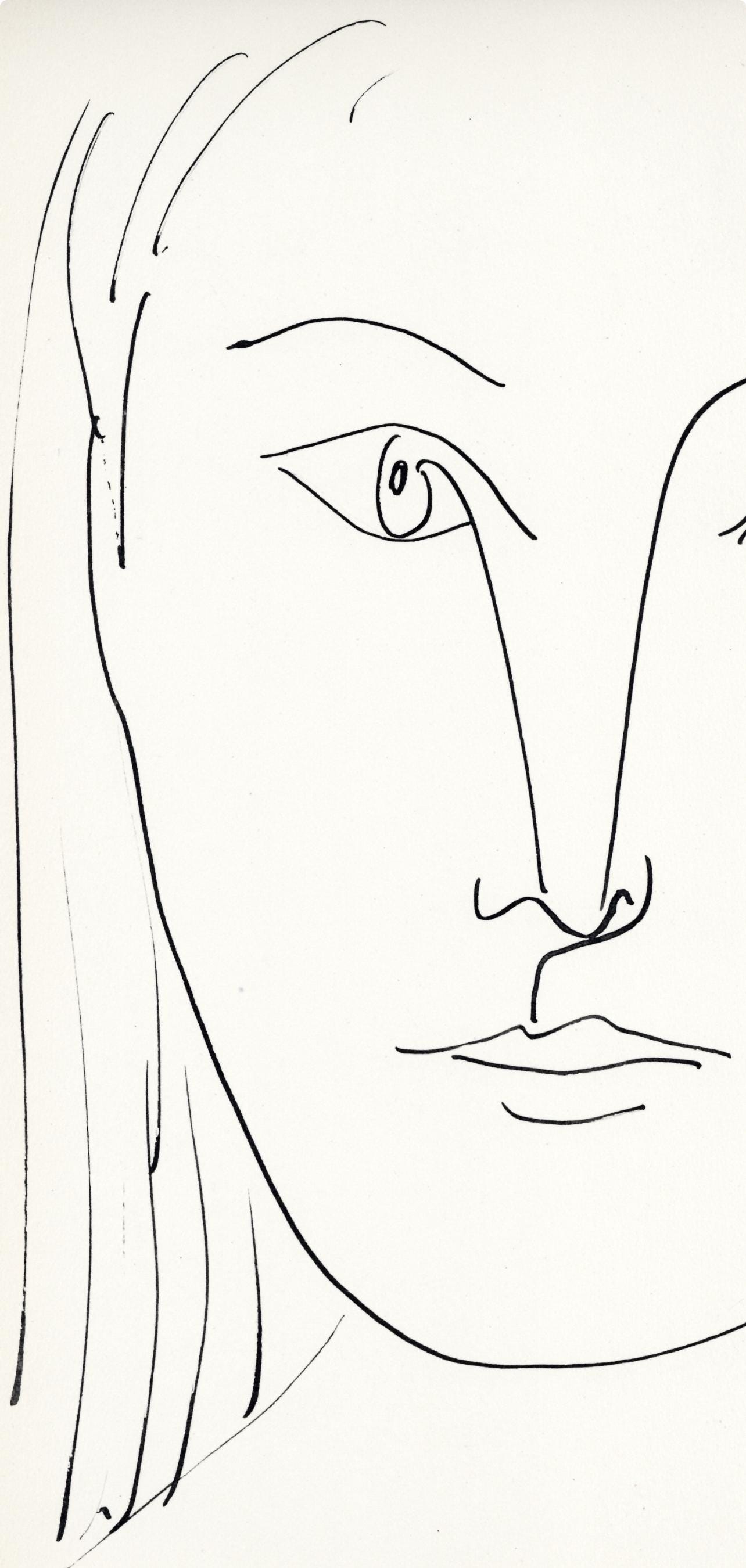 Pablo Picasso, Visage féminin, de face (Cramer No. 84), 40 dessins de Picasso en marge du Buffon, Limited Edition Lithograph