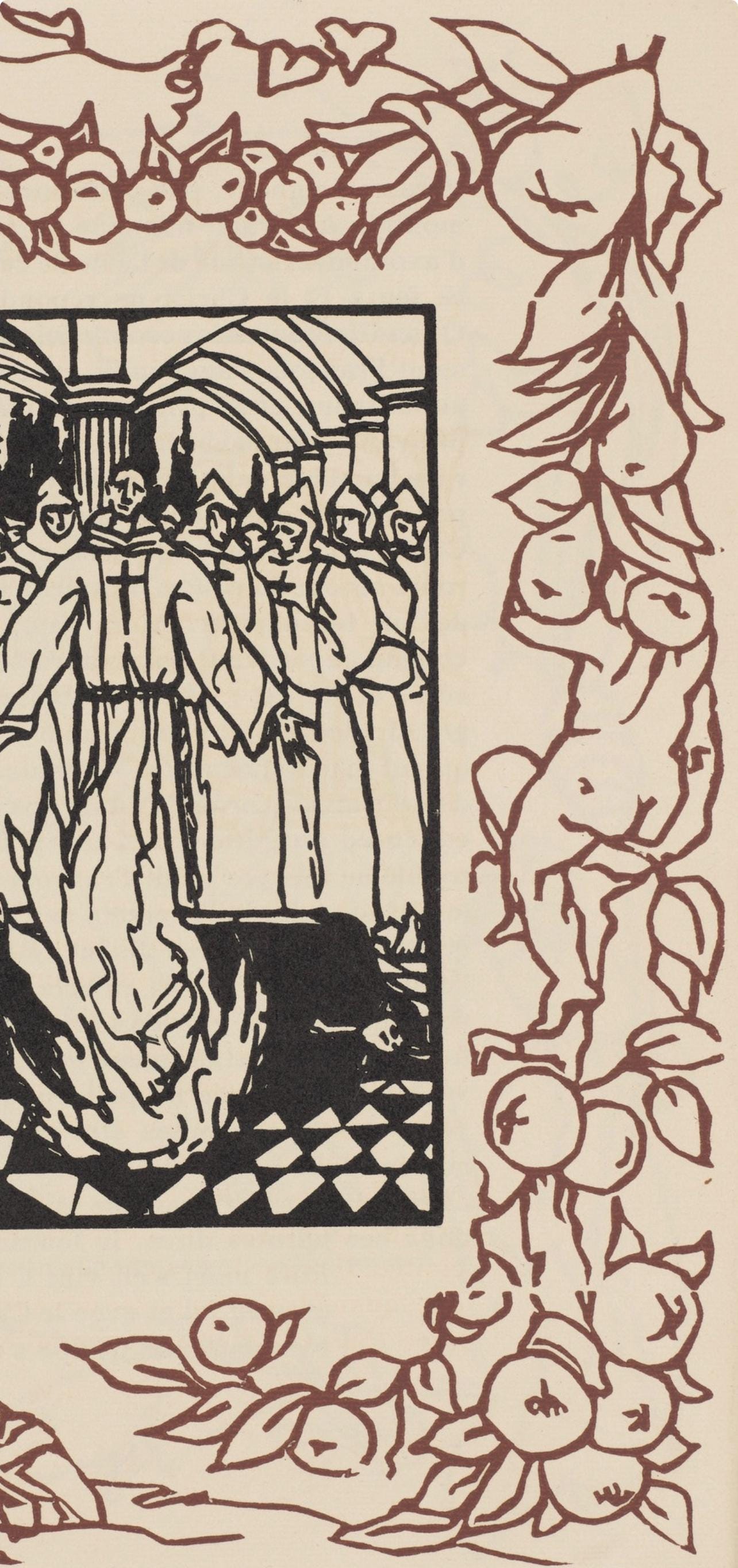 Émile Bernard, Composition (Morane, No. 100), Les Petites Fleurs de St. Françoise, Limited Edition Woodcut