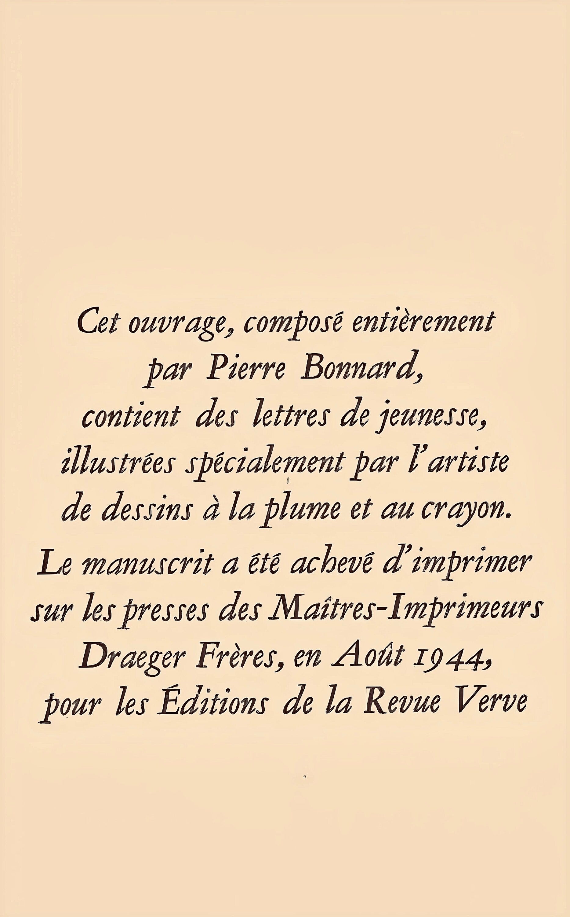 Pierre Bonnard, Composition (Terrasse 54), Pierre Bonnard Correspondences, Limited Edition Lithograph