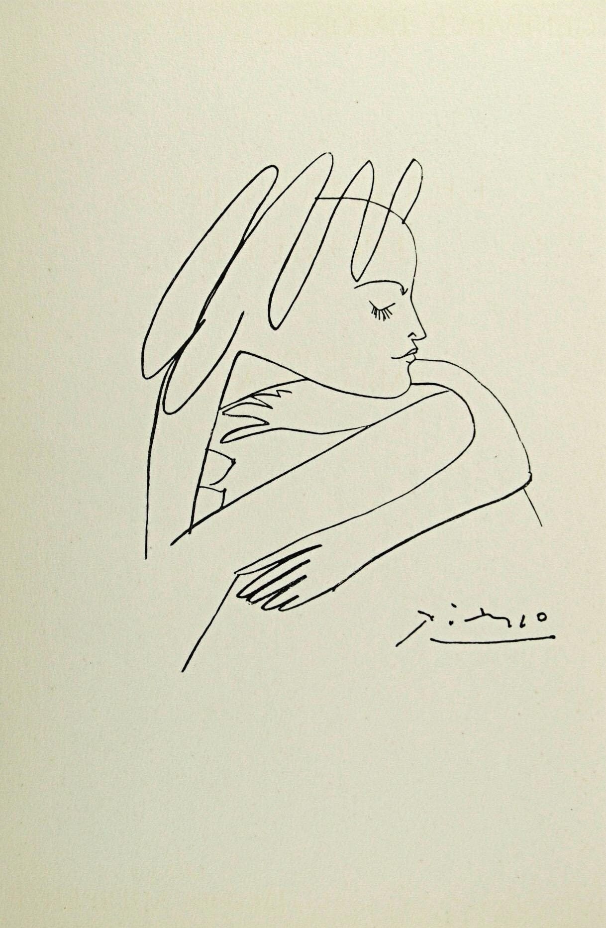 Pablo Picasso, Composition, Sous le Manteau de Feu, Limited Edition Lithograph